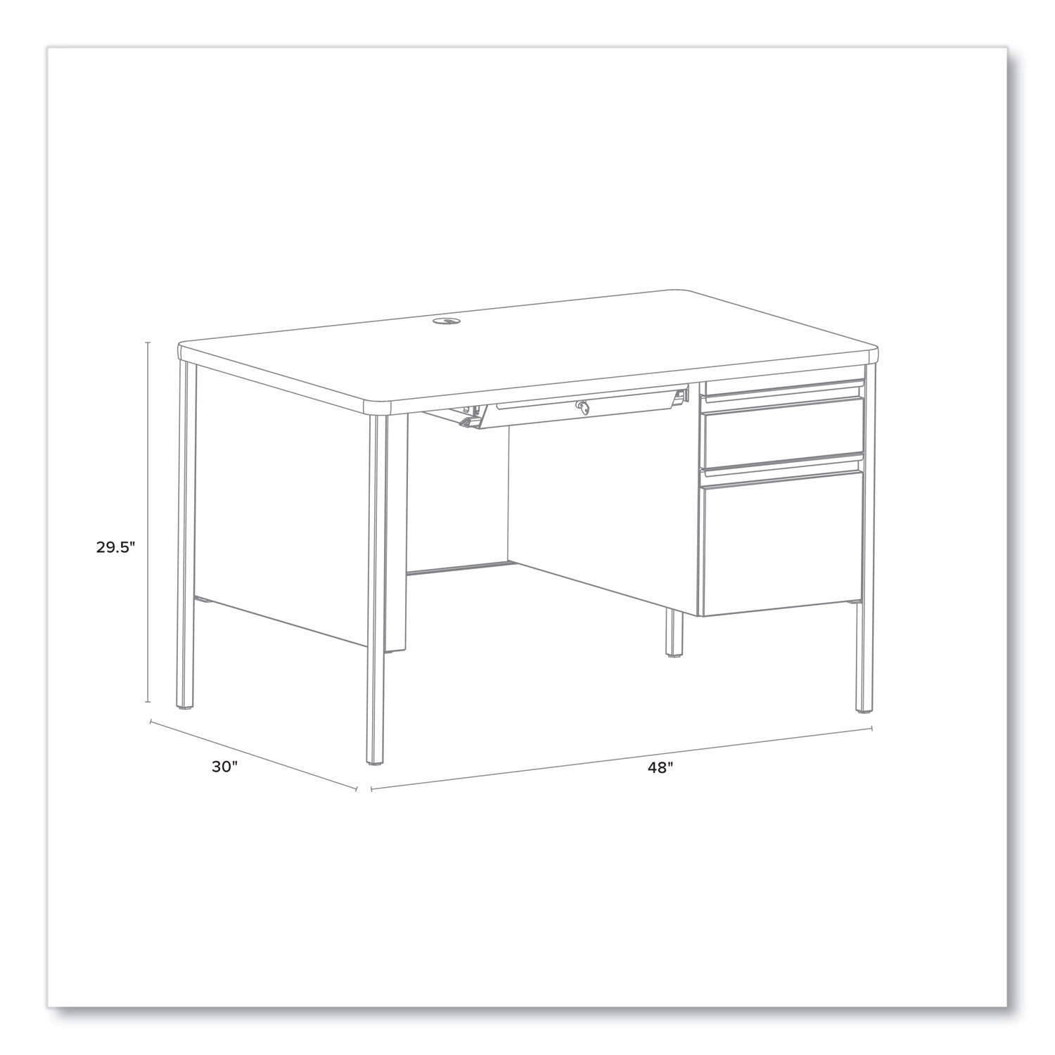 Hirsh Industries® Teachers Pedestal Desks, One Right-Hand Pedestal: Box/File Drawers, 48" x 30" x 29.5", Maple/Black