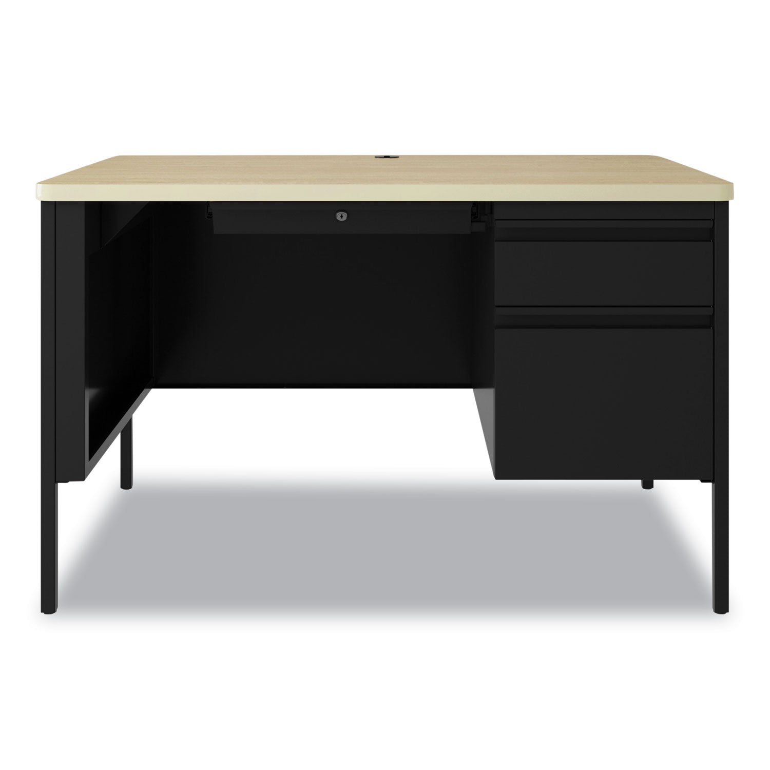 Hirsh Industries® Teachers Pedestal Desks, One Right-Hand Pedestal: Box/File Drawers, 48" x 30" x 29.5", Maple/Black