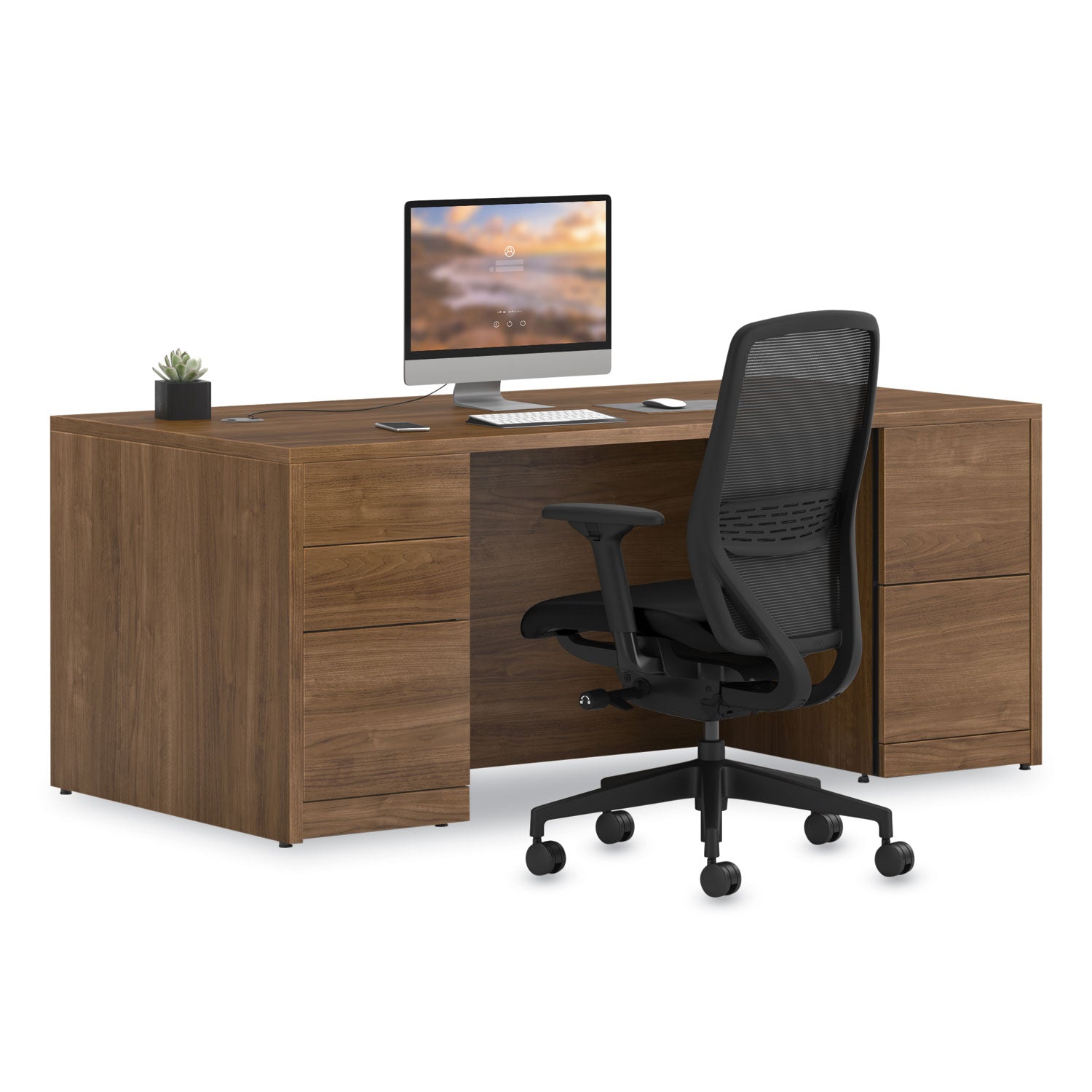 HON® 10500 Series Double Full-Height Pedestal Desk, Left: Box/Box/File, Right: File/File, 72" x 36" x 29.5", Pinnacle