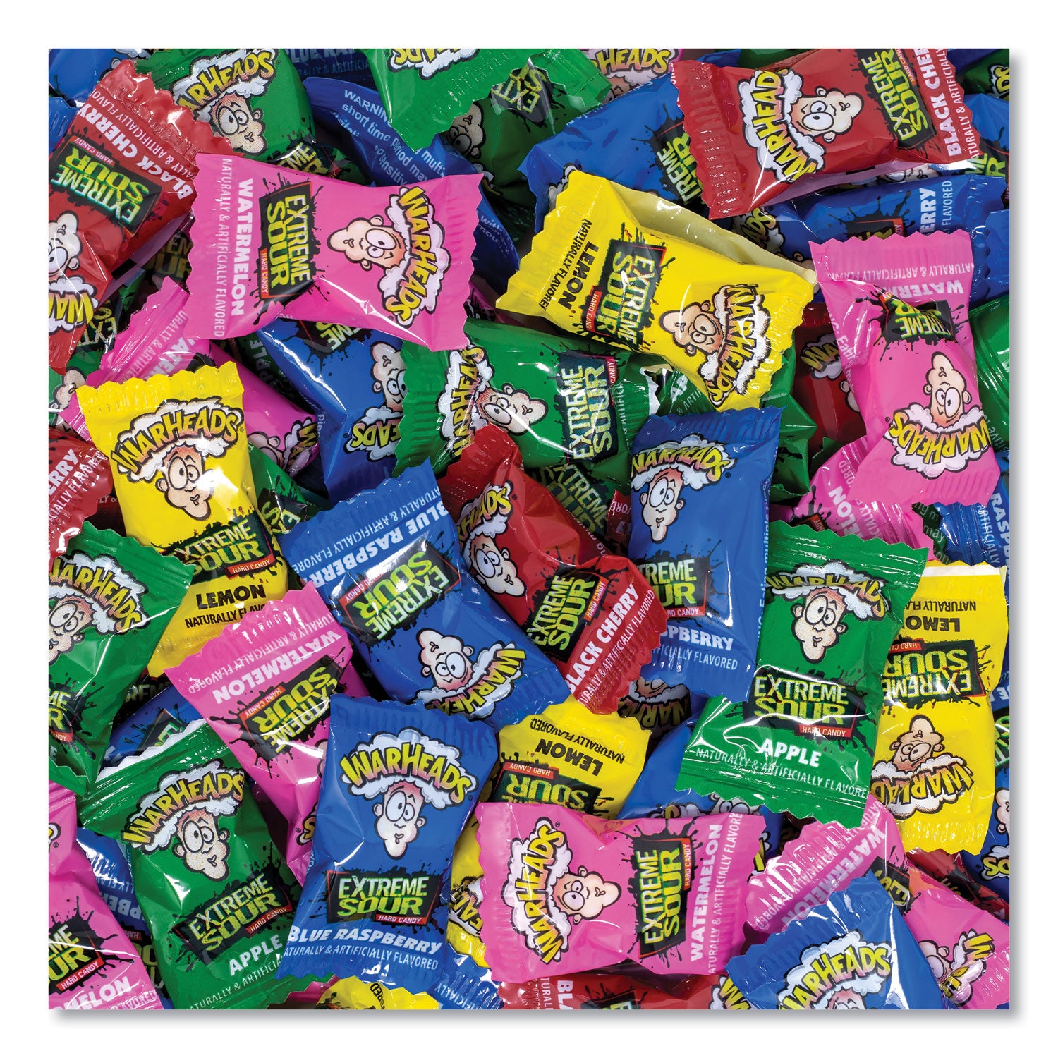 WARHEADS® Xtreme Sour Hard Candy, Assorted Flavors, 34 oz Tub