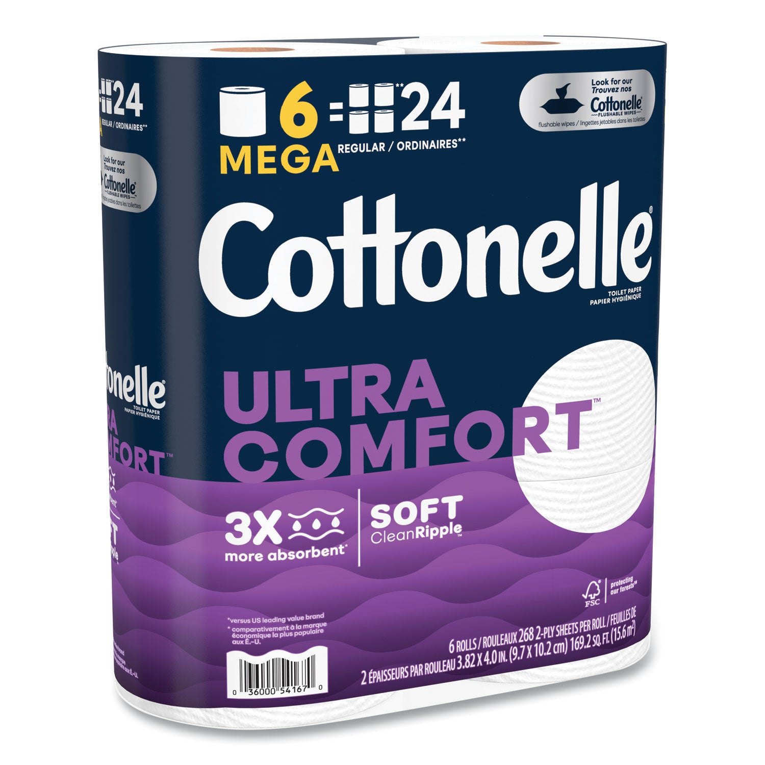 Ultra ComfortCare Toilet Paper, Soft Tissue, Mega Rolls, Septic Safe, 2-Ply, White, 284/Roll, 6 Rolls/Pack, 36 Rolls/Carton Cottonelle® Flipcost