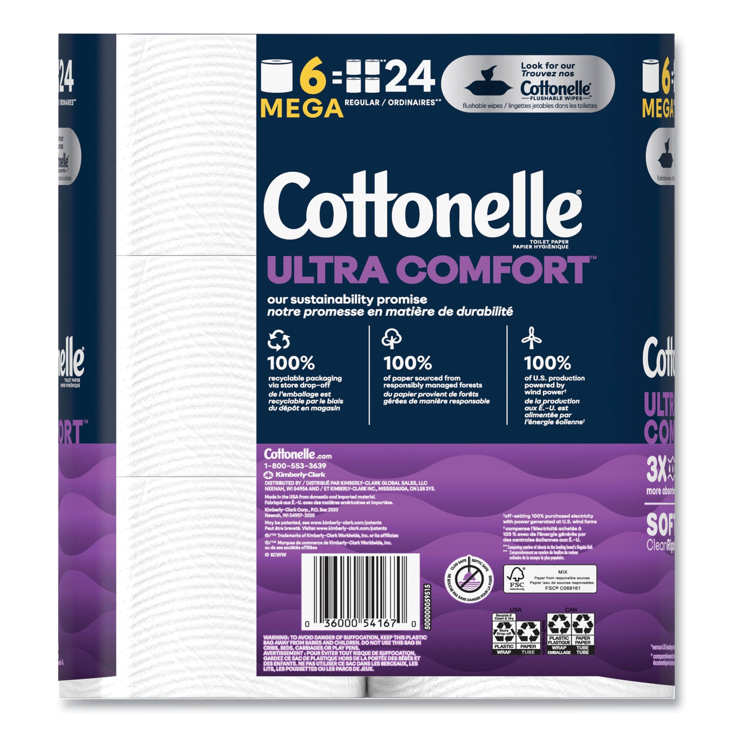 Ultra ComfortCare Toilet Paper, Soft Tissue, Mega Rolls, Septic Safe, 2-Ply, White, 284/Roll, 6 Rolls/Pack, 36 Rolls/Carton Cottonelle® Flipcost