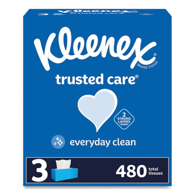 Kleenex® Trusted Care Facial Tissue, 2-Ply, White, 160 Sheets/Box, 3 Boxes/Pack, 12 Packs/Carton - Flipcost