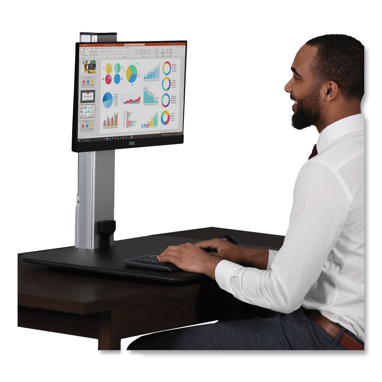 Victor® High Rise Electric Standing Desk Workstation, Single Monitor, 28" x 23" x 20.25", Black/Aluminum