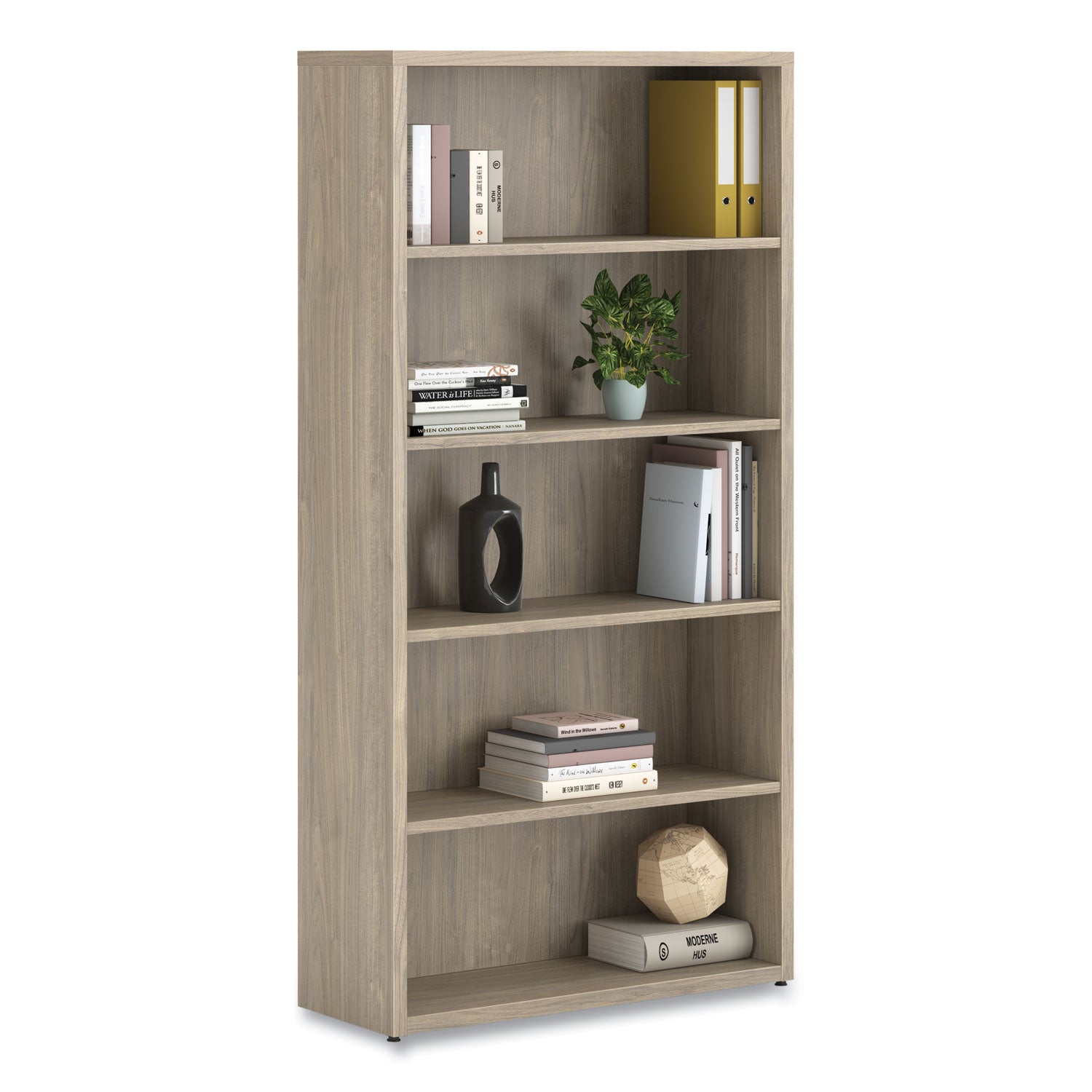 HON® 10500 Series Laminate Bookcase, Five Shelves, 36" x 13" x 71", Kingswood Walnut