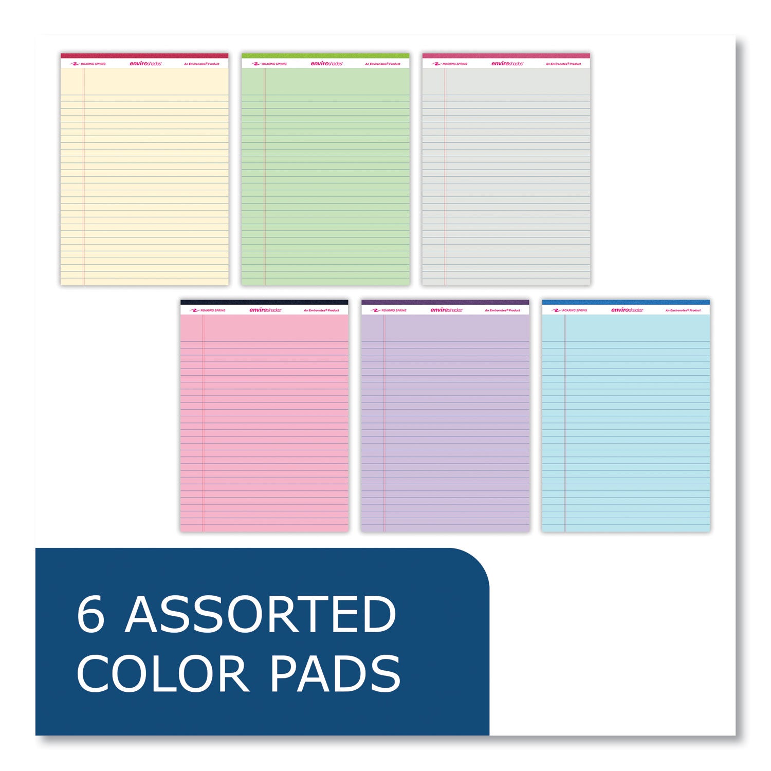 Roaring Spring® Enviroshades Legal Notepads, 50 Assorted 8.5 x 11.75 Sheets, 36 Notepads/Carton