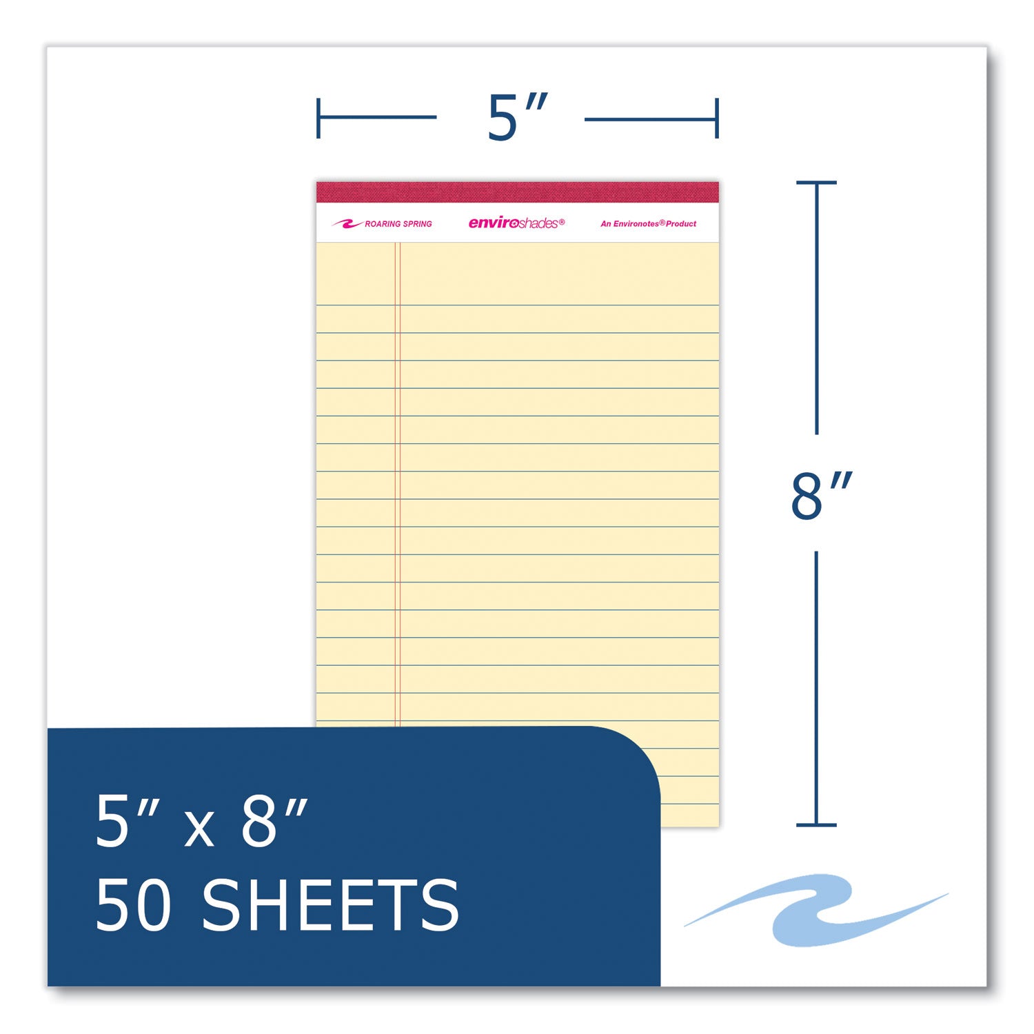 Roaring Spring® Enviroshades Legal Notepads, 50 Assorted 5 x 8 Sheets, 72 Notepads/Carton