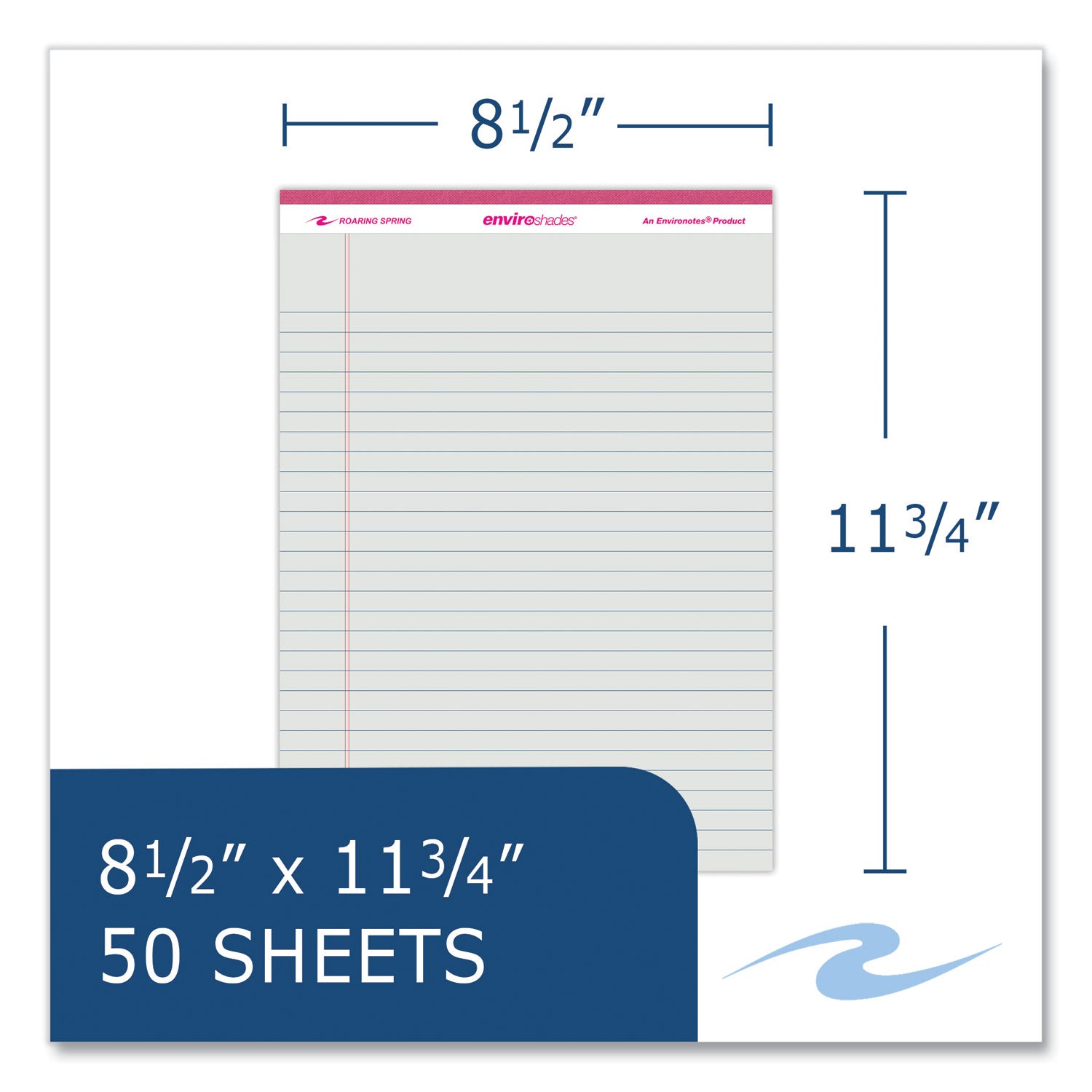 Roaring Spring® Enviroshades Legal Notepads, 50 Assorted 8.5 x 11.75 Sheets, 36 Notepads/Carton