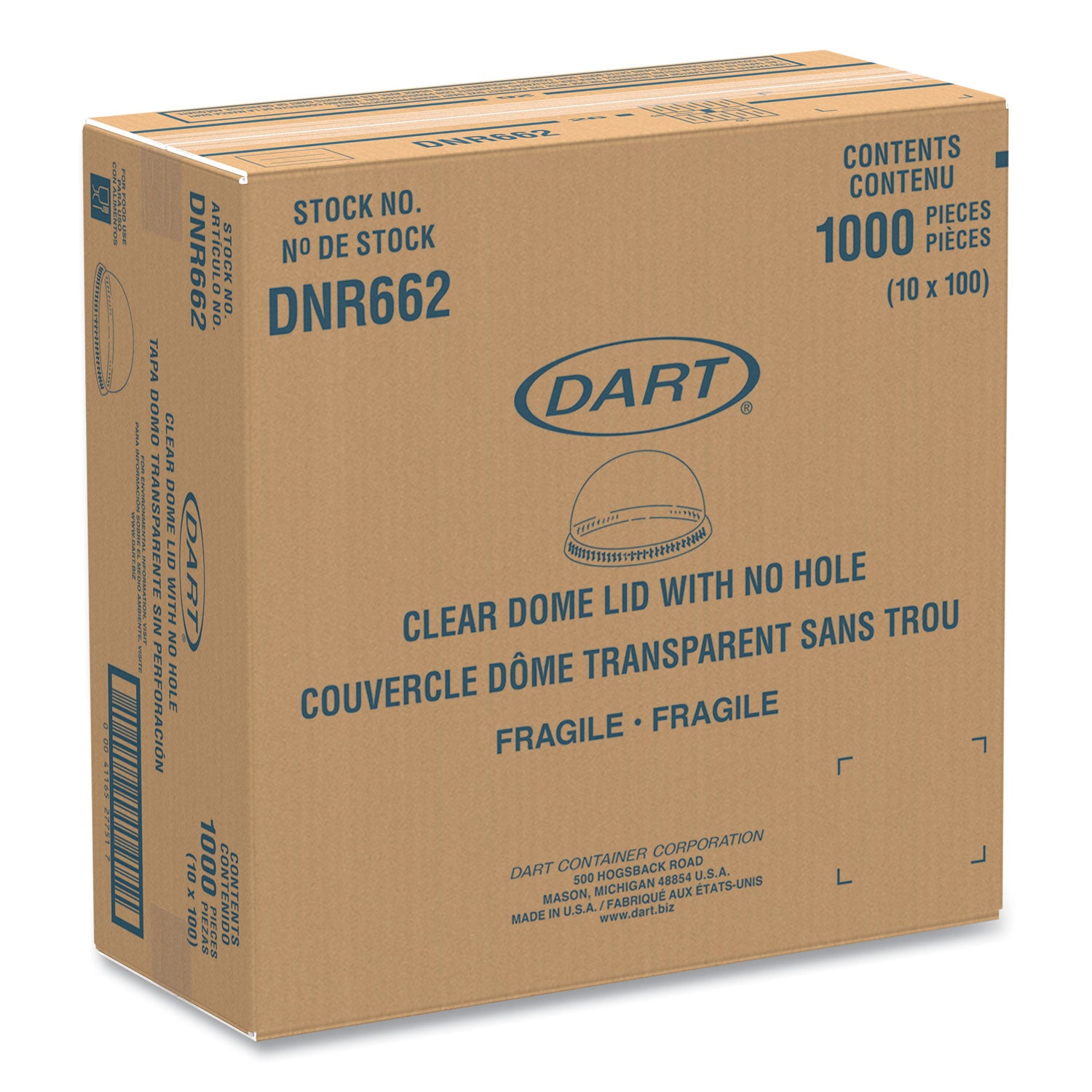 Plastic Dome Lid, No-Hole, Fits 9 oz to 22 oz Cups, Clear, 100/Sleeve, 10 Sleeves/Carton Dart® Flipcost