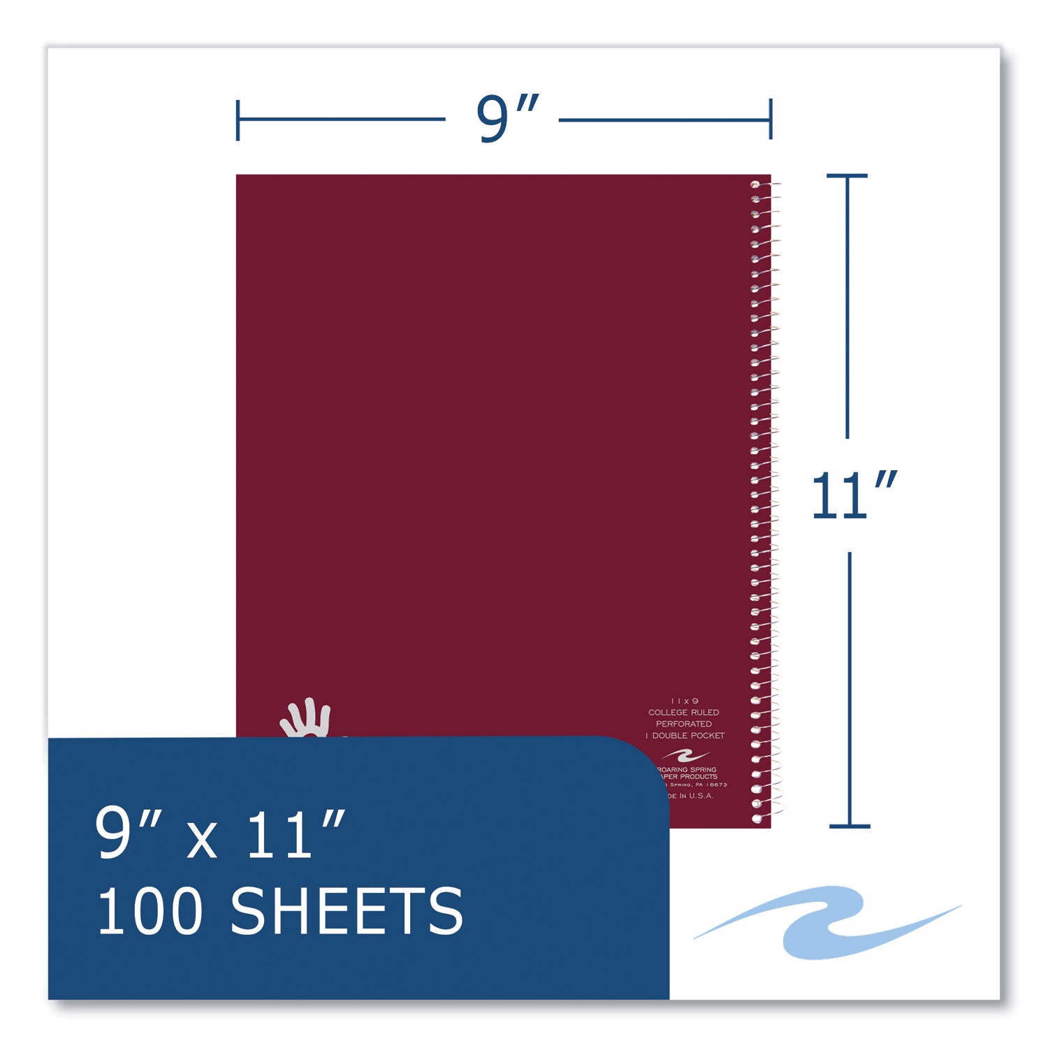 Roaring Spring® Lefty Notebook, 1 Subject, College Rule, Randomly Assorted Cover Color, (100) 11 x 9 Sheets. 24/Carton