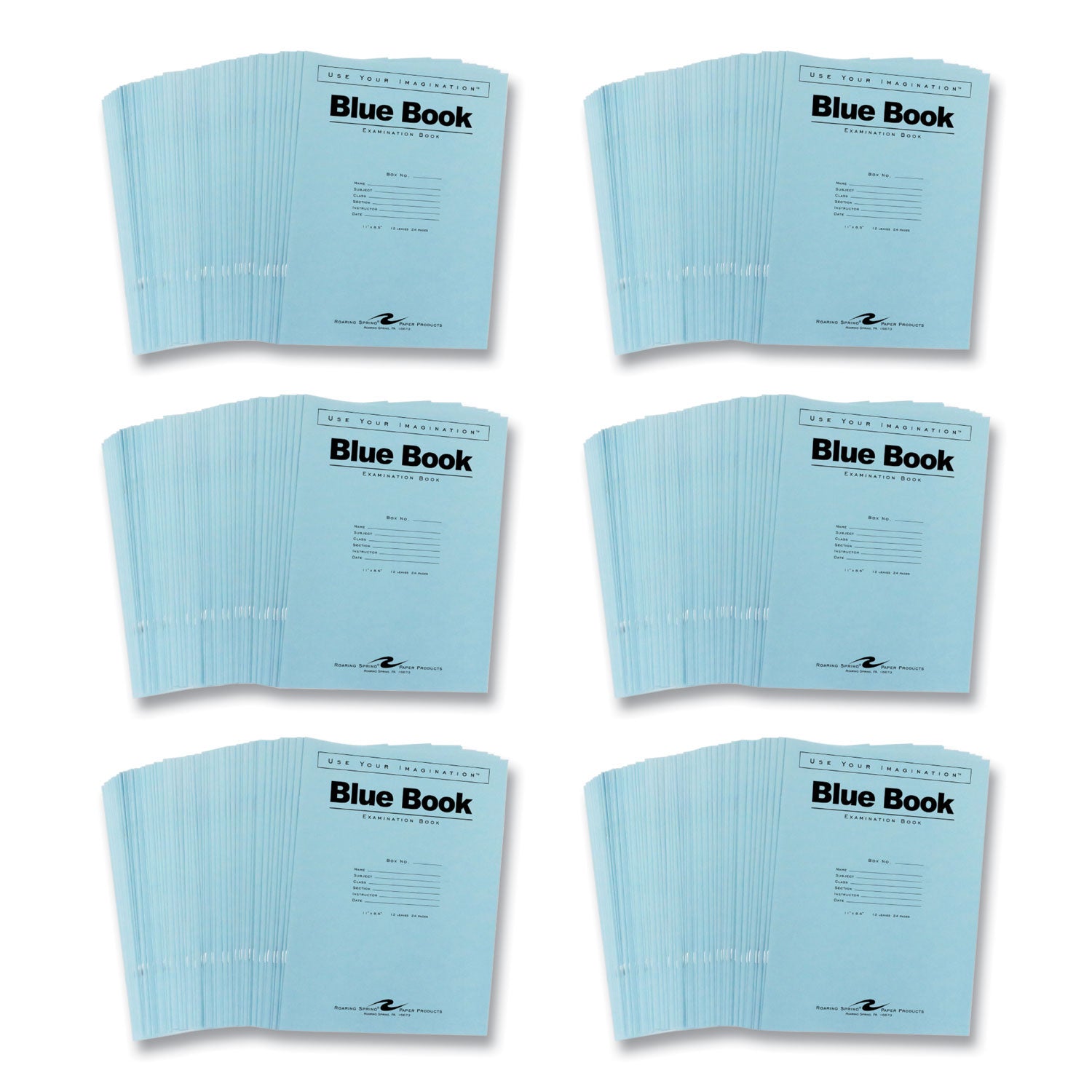 Examination Blue Book, Wide/Legal Rule, Blue Cover, (12) 11 x 8.5 Sheets, 300/Carton