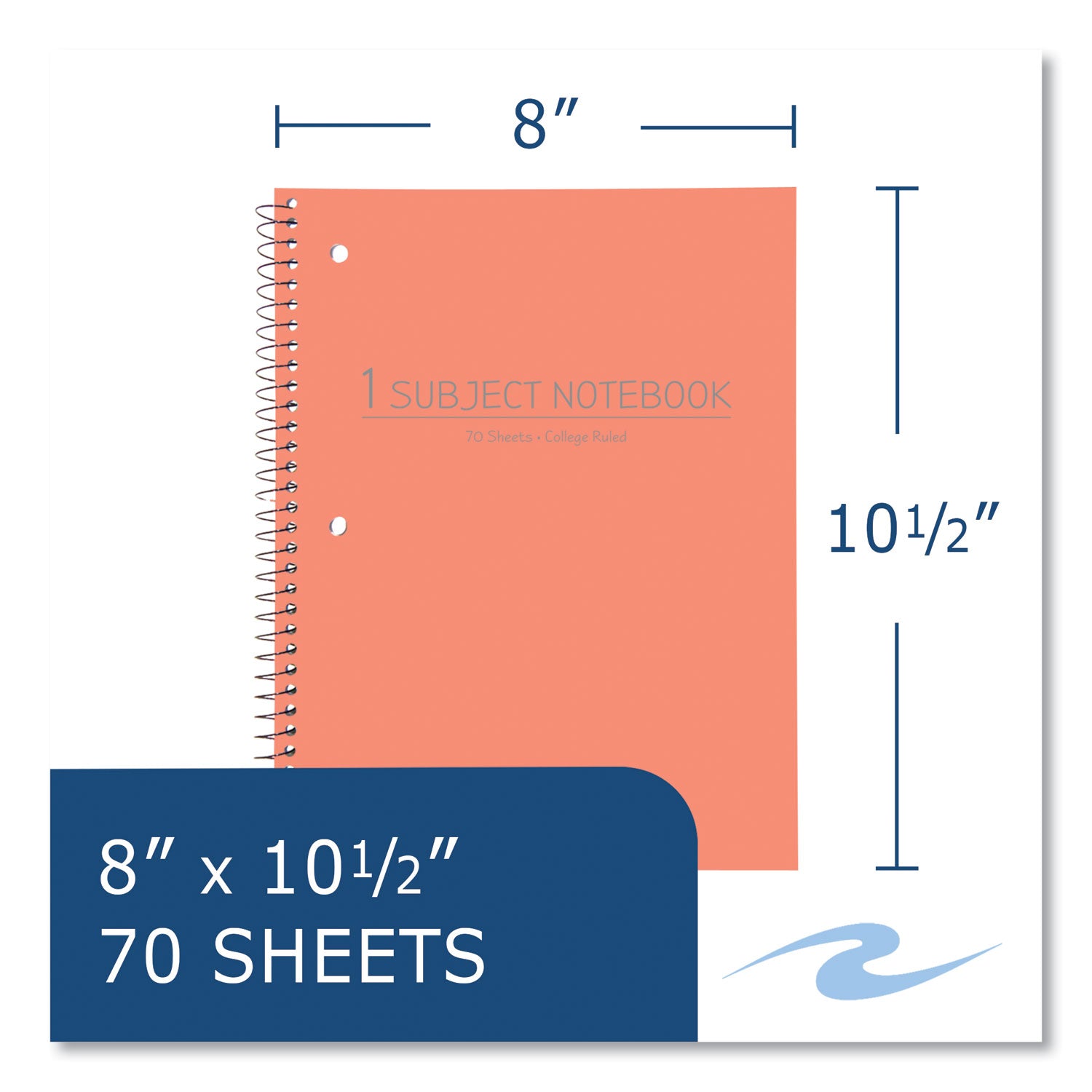 Roaring Spring® Subject Wirebound Promo Notebook, 1-Subject, Med/College Rule, Assorted Cover, (70) 10.5 x 8 Sheets, 24/Carton