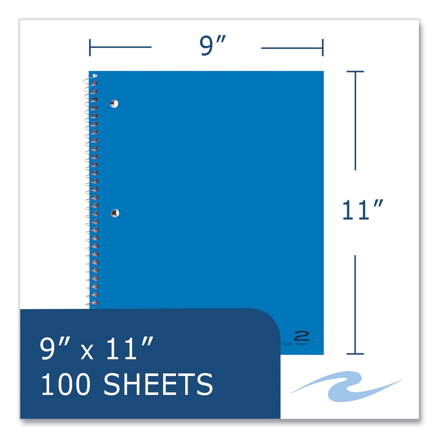 Roaring Spring® Subject Wirebound Notebook, 2-Subject, Medium/College Rule, Assorted Cover, (100) 11 x 9 Sheets, 24/Carton