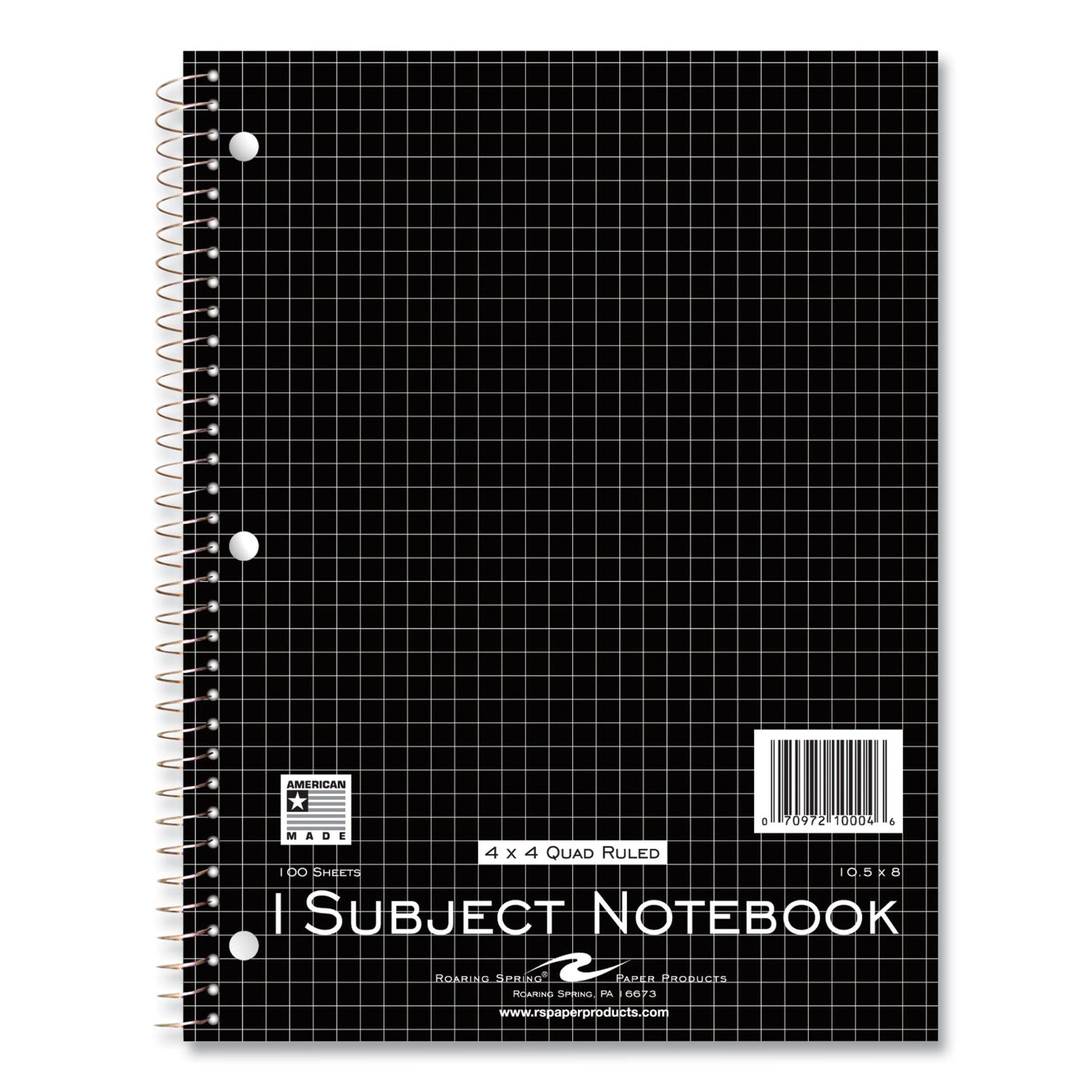 Roaring Spring® Subject Wirebound Promo Notebook, 1-Subject, 4 sq/in Quad Rule, Assorted Cover, (100) 10.5 x 8 Sheets, 24/Carton