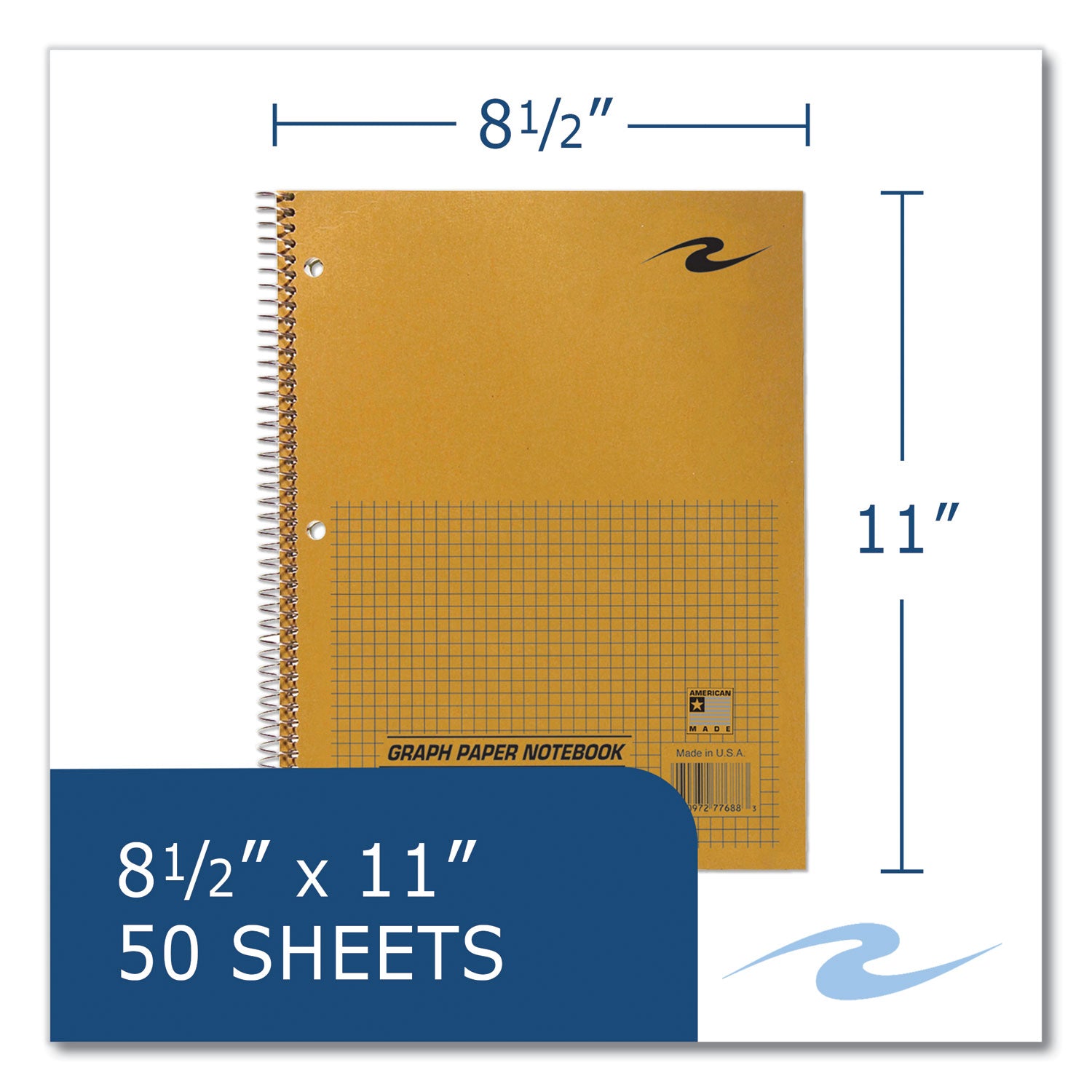 Lab and Science Wirebound Notebook, Quadrille Rule (4 sq/in), Brown Cover, (50) 8.5 x 11 Sheets, 24/Carton