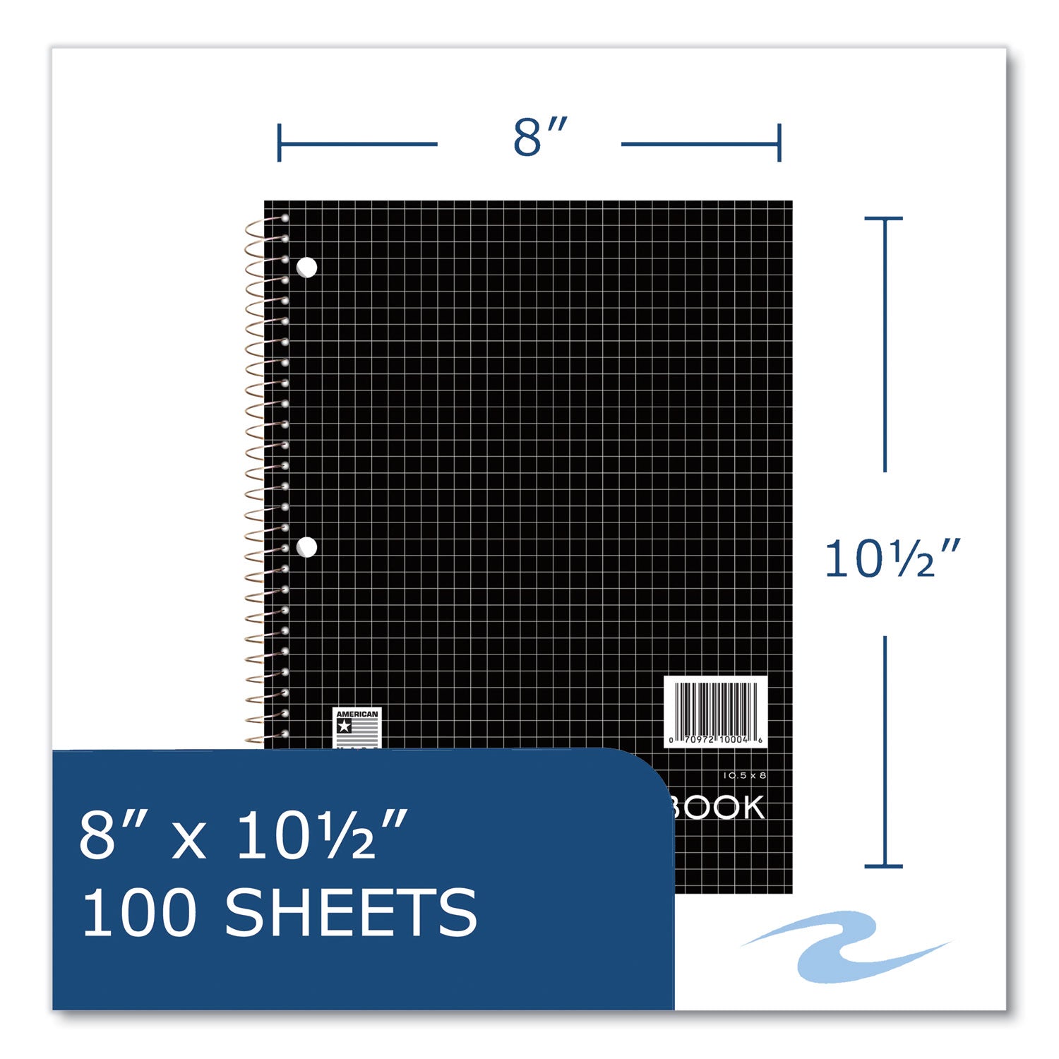 Roaring Spring® Subject Wirebound Promo Notebook, 1-Subject, 4 sq/in Quad Rule, Assorted Cover, (100) 10.5 x 8 Sheets, 24/Carton