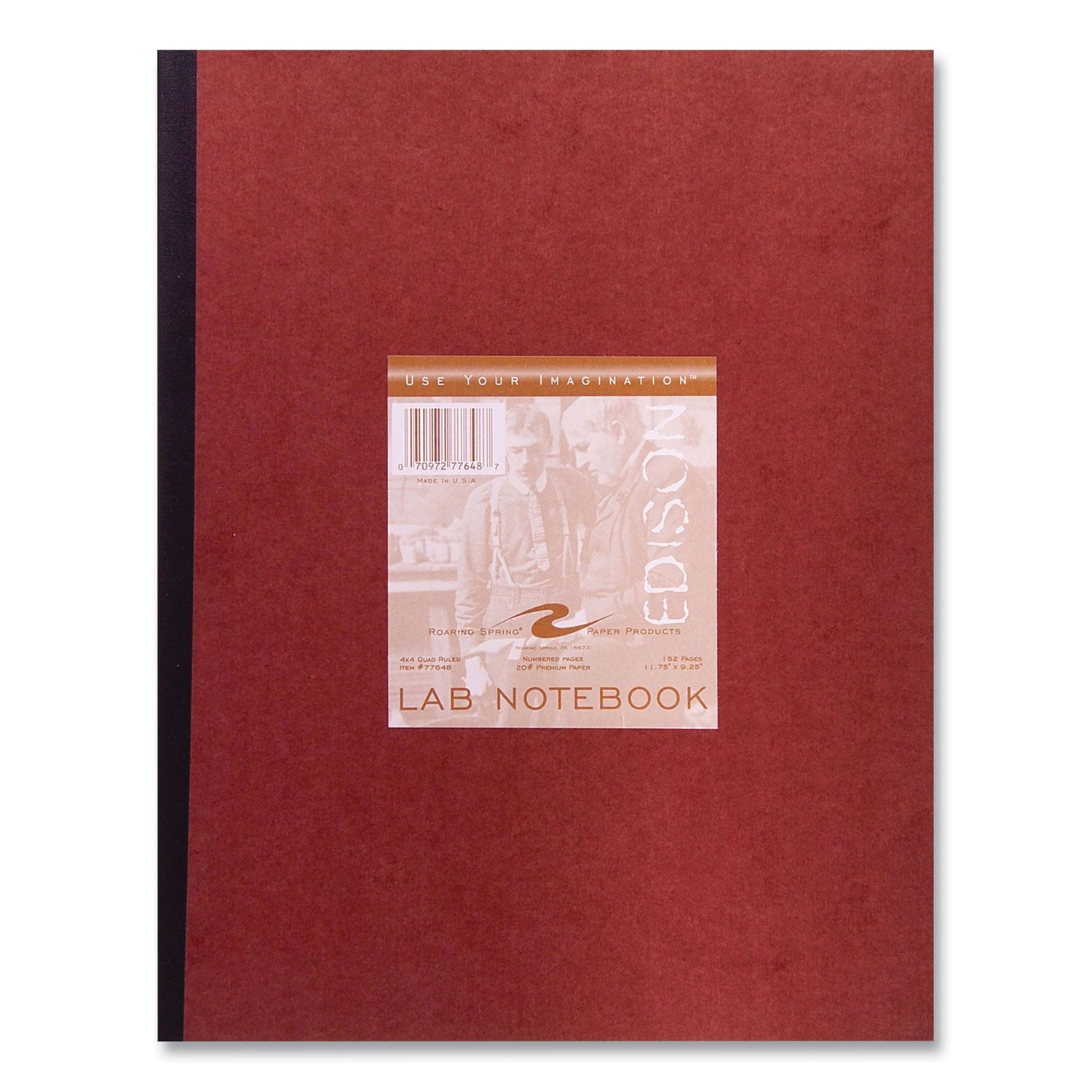 Roaring Spring® Lab and Science Numbered Notebook, Quadrille Rule (4 sq/in), Red Cover, (76) 11.75 x 9.25 Sheets, 24/Carton