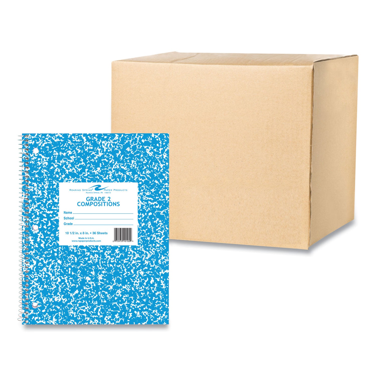 Wirebound Notebook, Grade 2 Manuscript Format, Blue Marble Cover, (36) 10.5 x 8 Sheets, 48/Carton