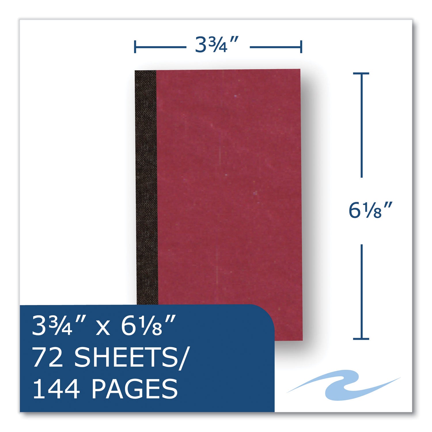 Roaring Spring® Sewn Memo Book, Narrow Rule, Red Cover, (70) 6 x 3.75 Sheets, 144/Carton