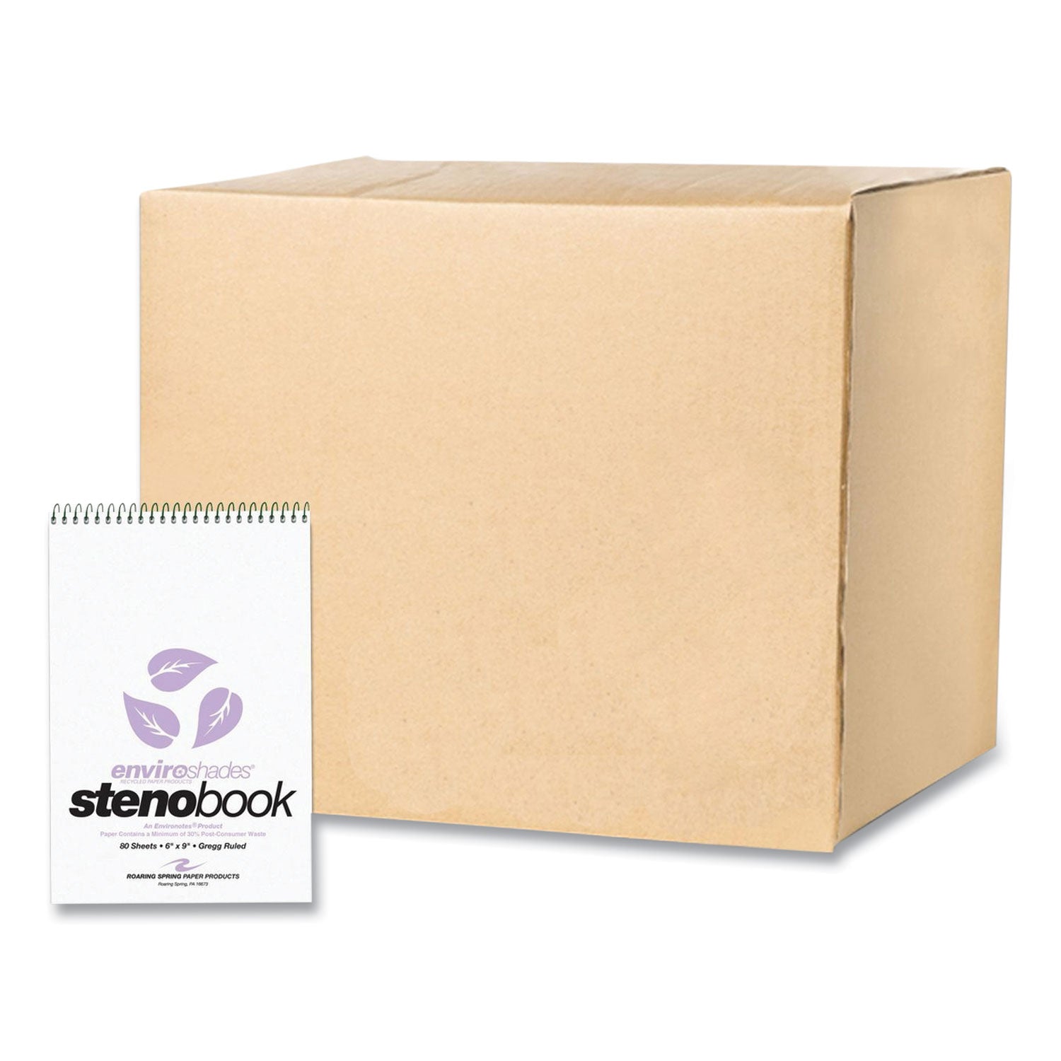 EnviroShades Steno Pad, Gregg Rule, White Cover, 80 Orchid 6 x 9 Sheets, 24 Pads/Carton