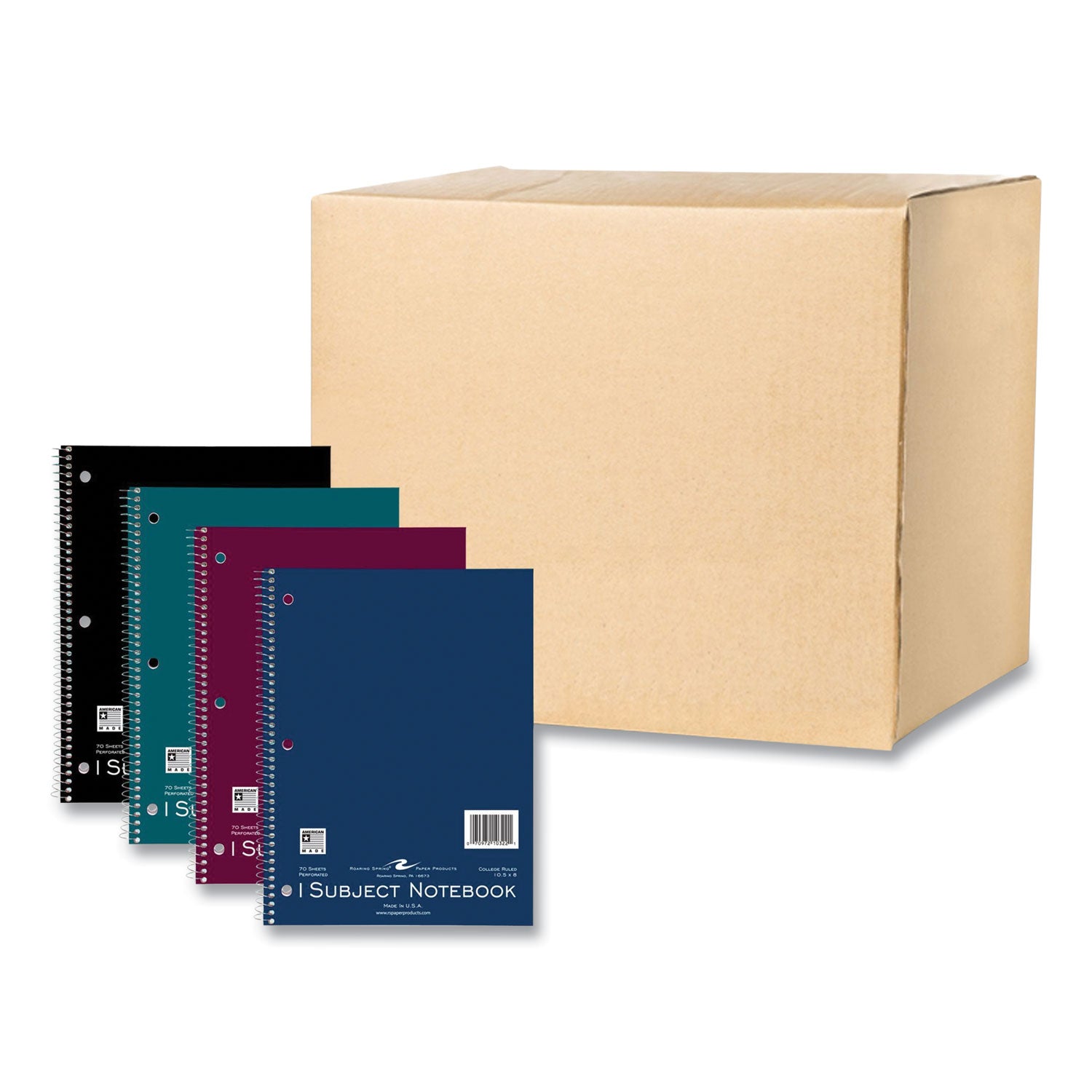 Subject Wirebound Notebook, 1-Subject, Medium/College Rule, Assorted Cover, (70) 10.5 x 8 Sheets, 24/Carton