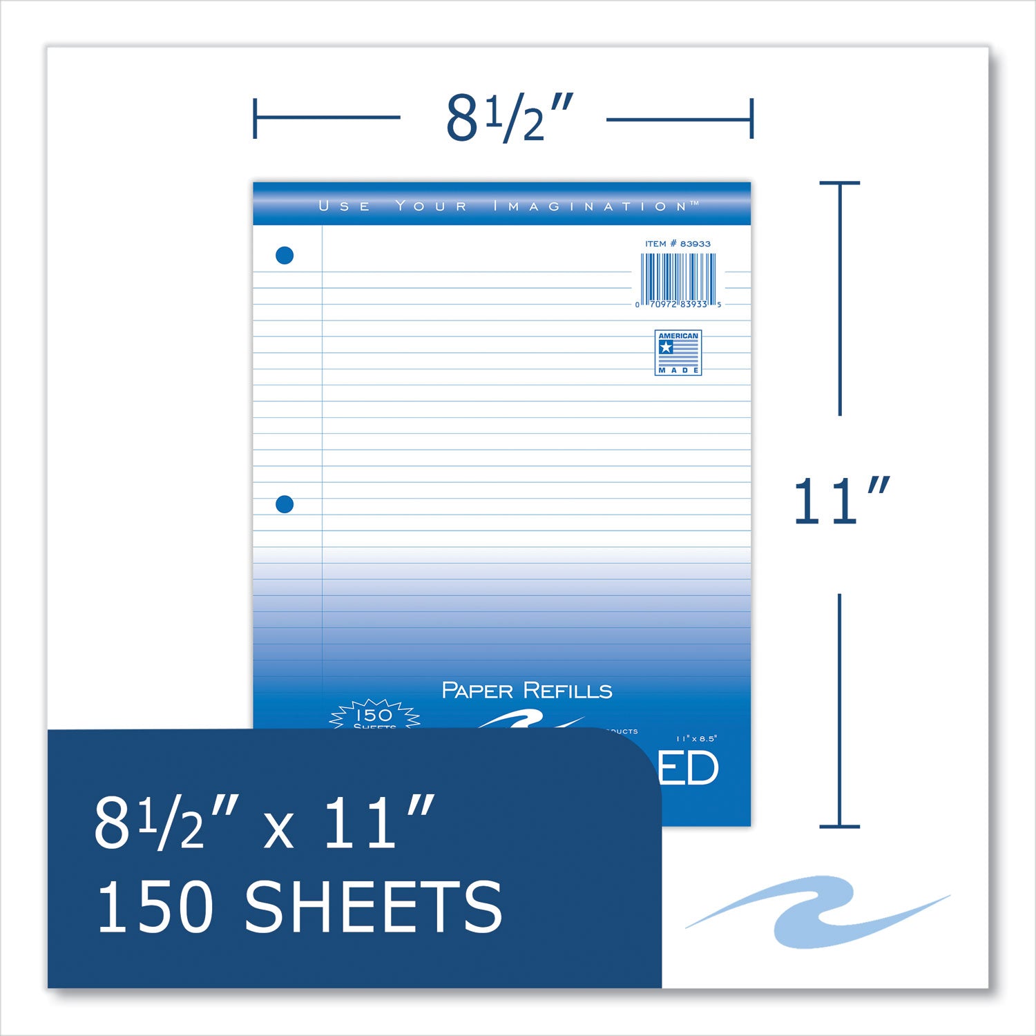 Roaring Spring® Loose Leaf Paper, 8.5 x 11, 3-Hole Punched, College Rule, White, 150 Sheets/Pack, 24 Packs/Carton