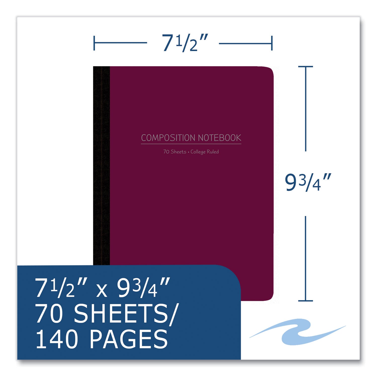 Roaring Spring® Poly Flex Composition Notebook, Med/College Rule, Assorted Cover, (70) 9.75 x 7.5 Sheets, 24/Carton