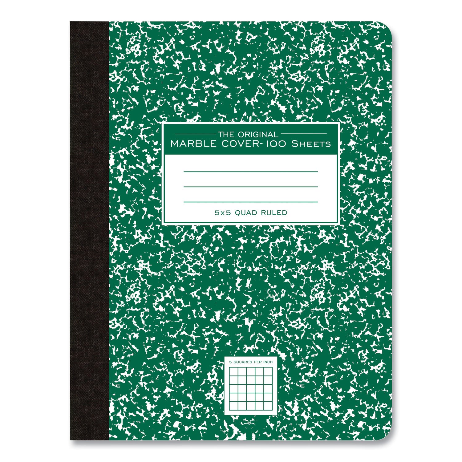 Roaring Spring® Hardcover Composition Book, Quadrille 5 sq/in Rule, Green Marble Cover, (100) 9.75 x 7.5 Sheets, 24/Carton