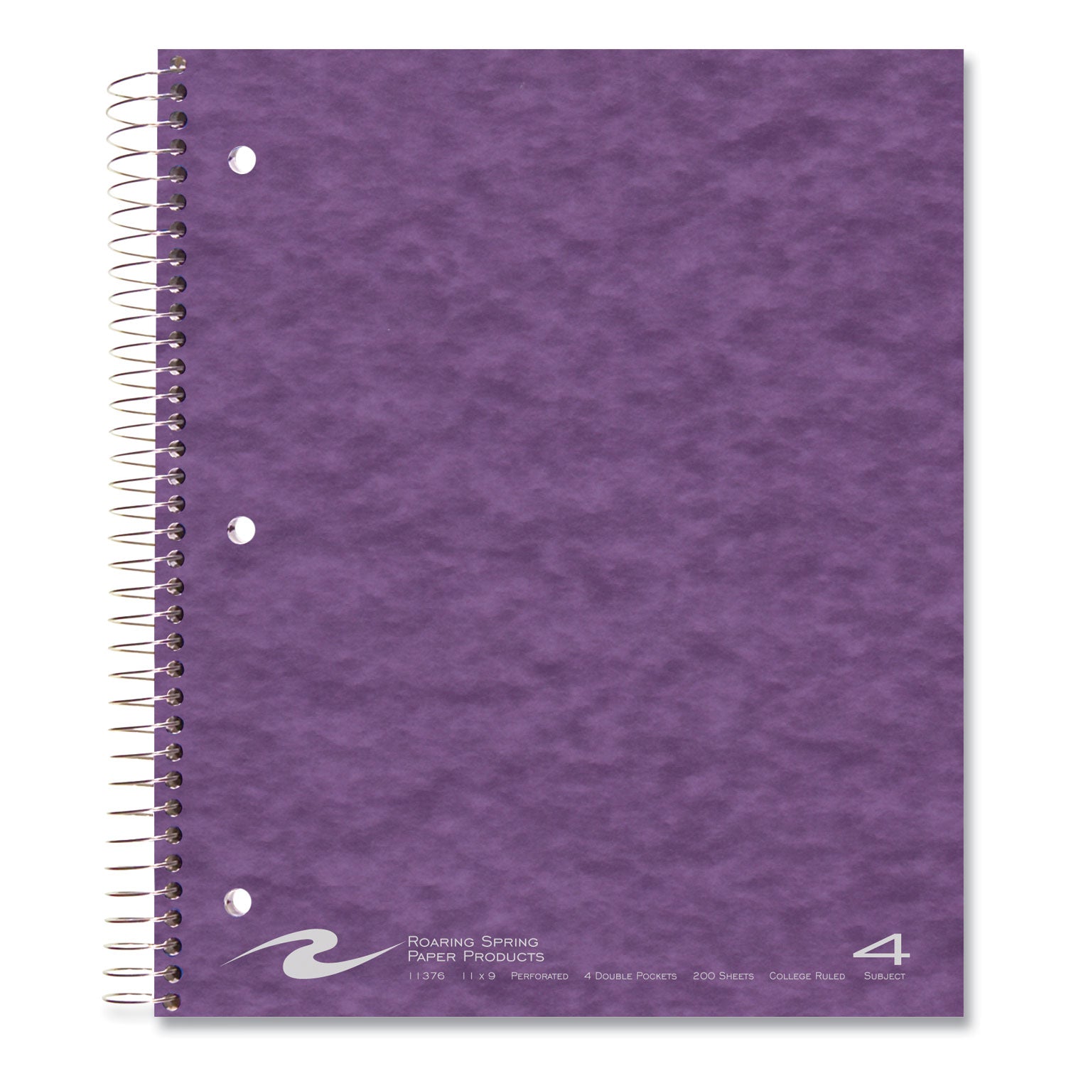 Roaring Spring® Subject Wirebound Notebook, 4-Subject, Medium/College Rule, Randomly Assorted Cover, (200) 11 x 9 Sheets, 12/Carton