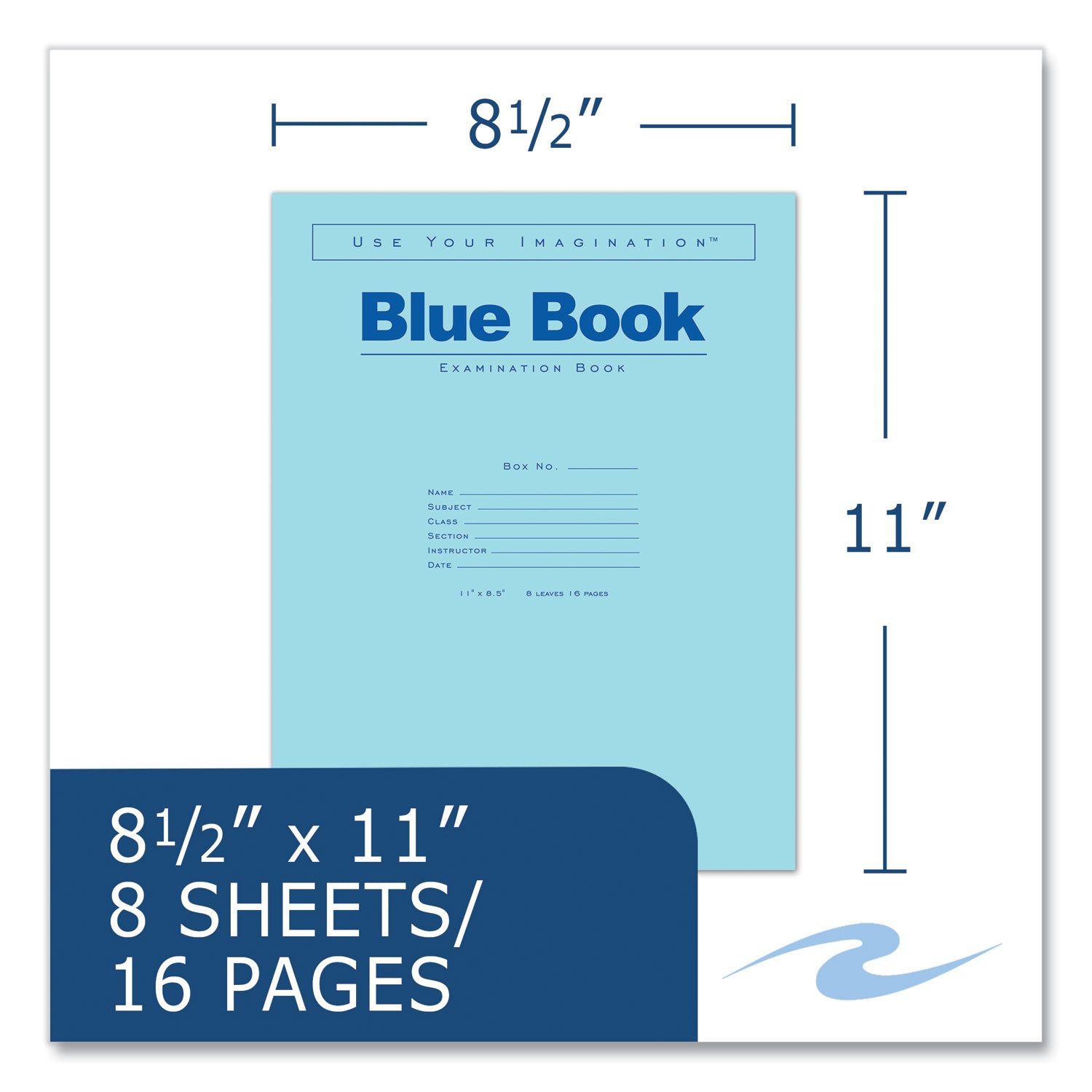 Roaring Spring® Examination Blue Books, Wide/Legal Rule, Blue Cover, (8) 11 x 8.5 Sheets, 500/Carton