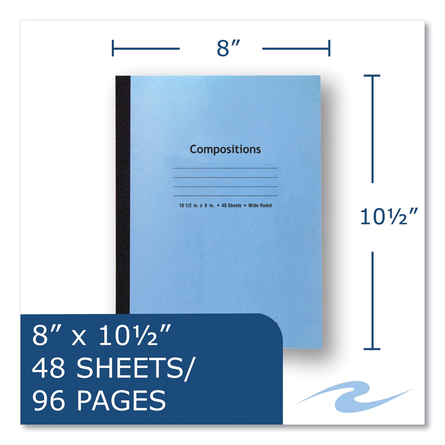 Roaring Spring® Flexible Cover Composition Notebook, Wide/Legal Rule, Blue Cover, (48) 10.5 x 8 Sheets, 72/Carton