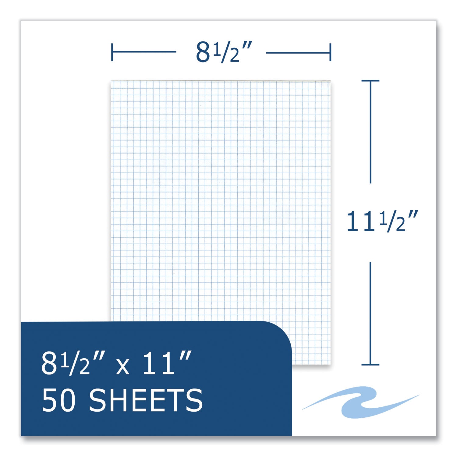 Roaring Spring® Gummed Pad, 4 sq/in Quadrille Rule, 50 White 8.5 x 11 Sheets, 72/Carton