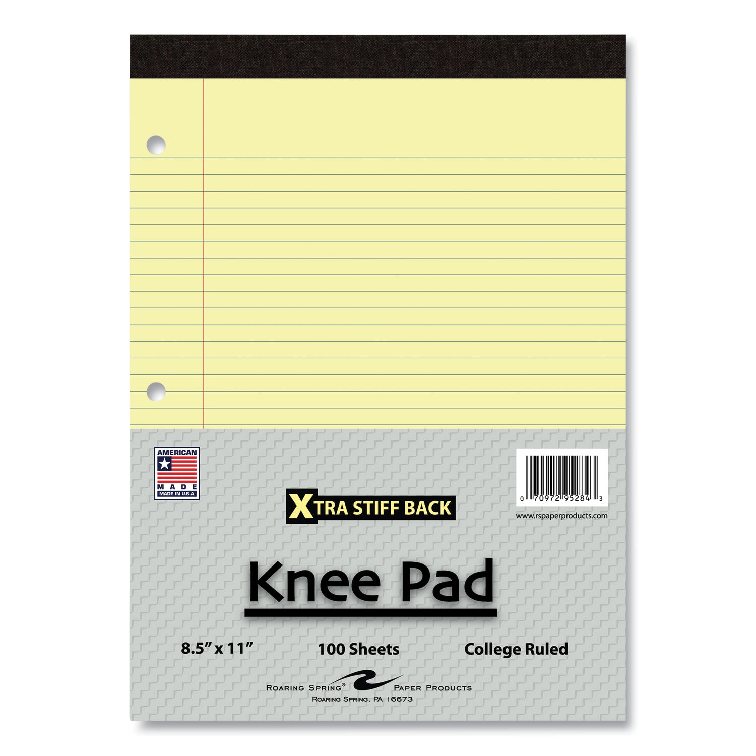 Roaring Spring® Stiff-Back Pad, Medium/College Rule, 100 Canary 8.5 x 11 Sheets, 36/Carton