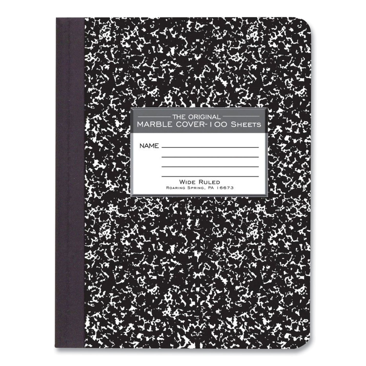 Roaring Spring® Hardcover Marble Composition Book, Wide/Legal Rule, Black Marble Cover, (100) 9.75 x 7.5 Sheets, 12/Carton