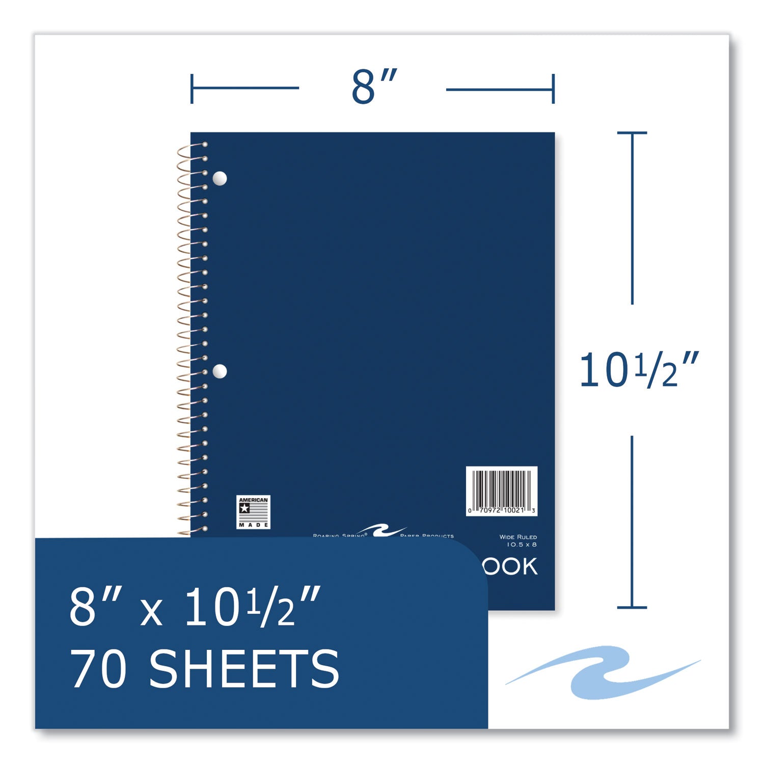 Subject Wirebound Promo Notebook, 1-Subject, Wide/Legal Rule, Assorted Cover, (70) 10.5 x 8 Sheets, 24/Carton Roaring Spring® Flipcost