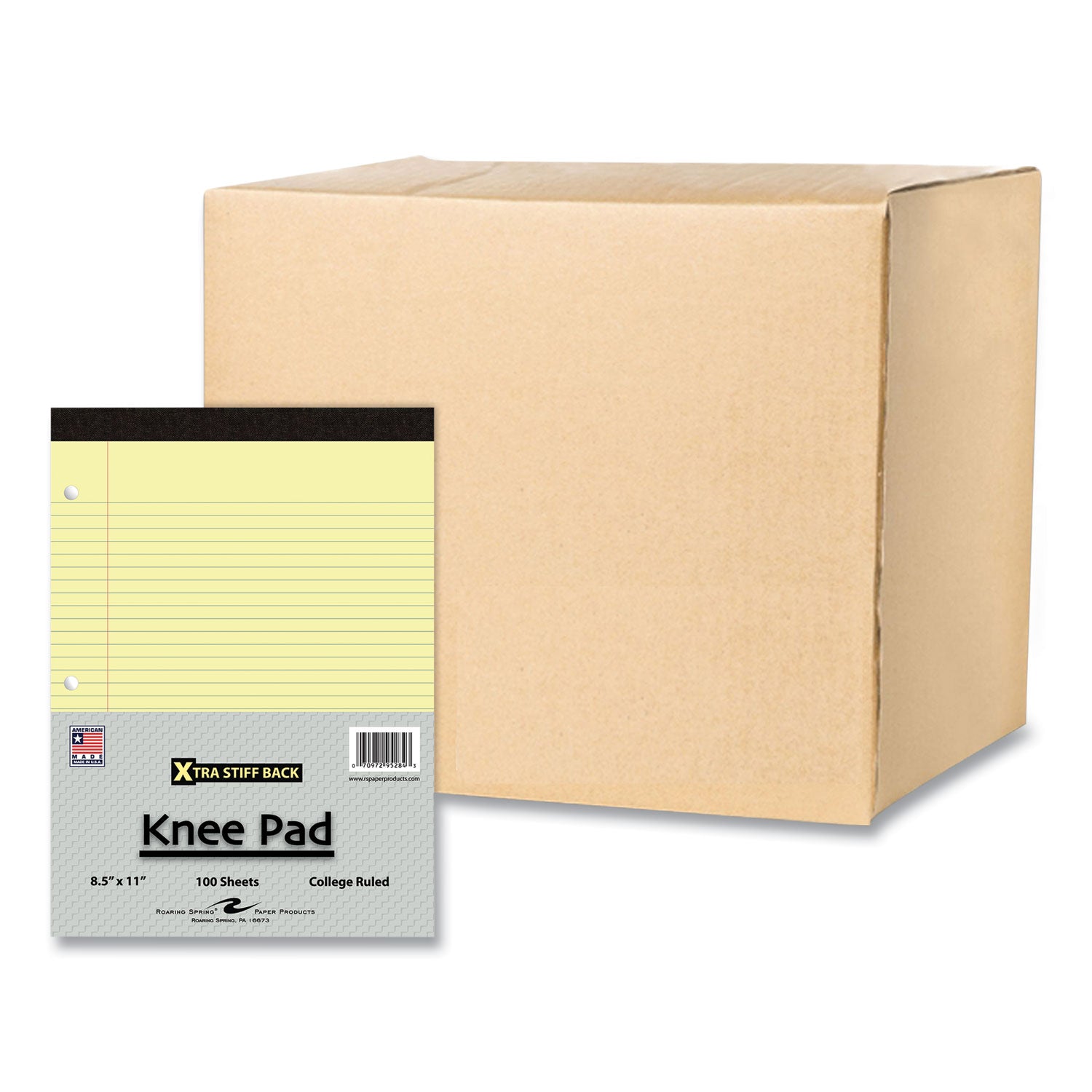 Stiff-Back Pad, Medium/College Rule, 100 Canary 8.5 x 11 Sheets, 36/Carton