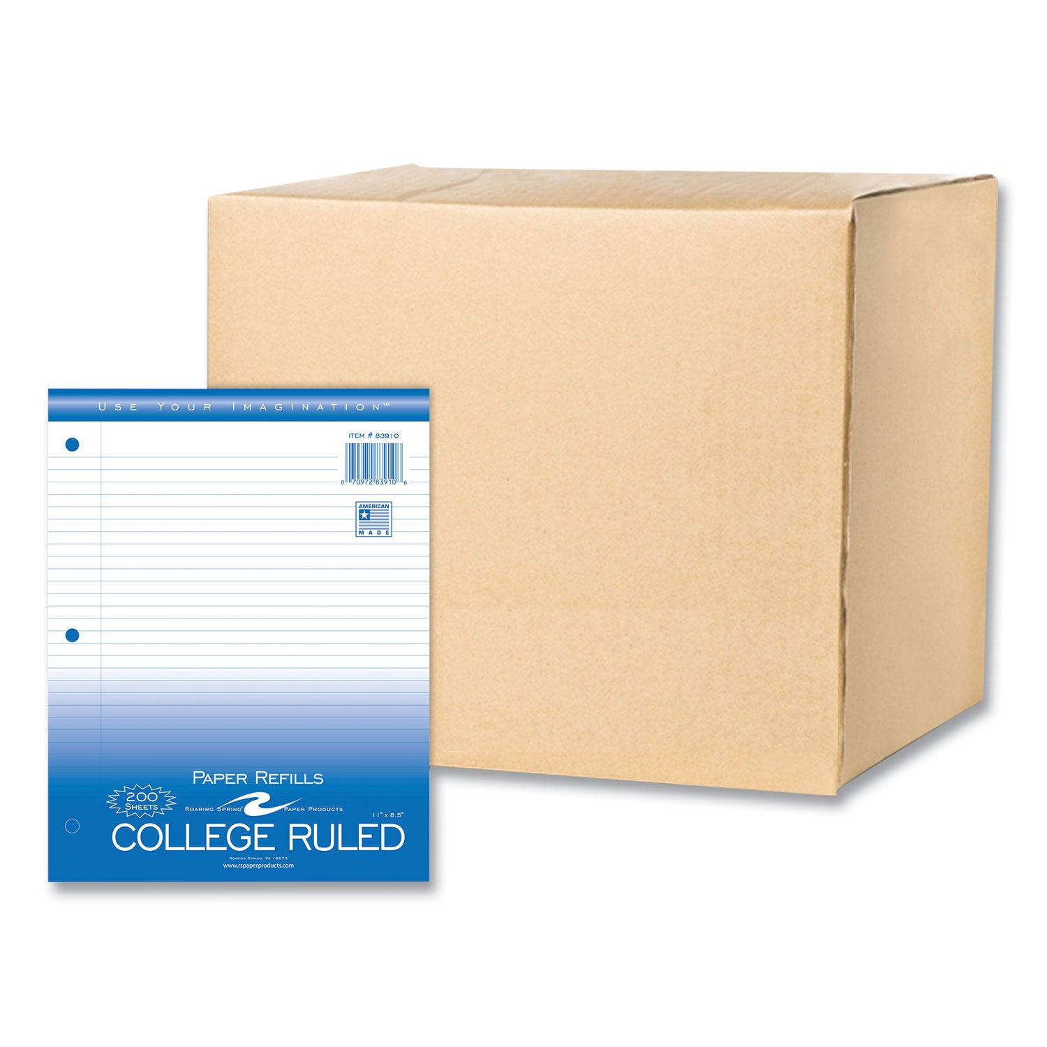 Loose Leaf Paper, 8.5 x 11, 3-Hole Punched, College Rule, White, 200 Sheets/Pack, 24 Packs/Carton