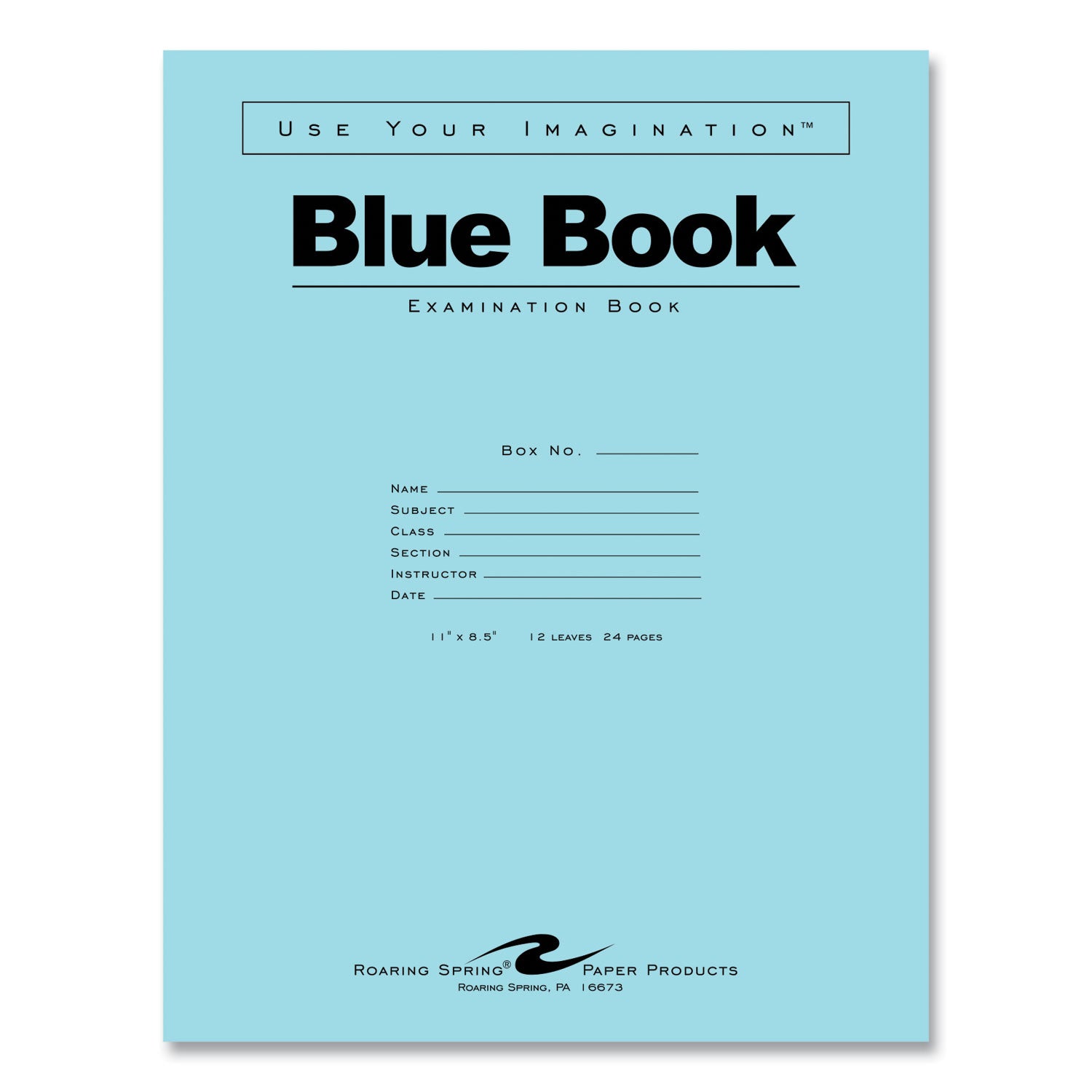 Roaring Spring® Examination Blue Book, Wide/Legal Rule, Blue Cover, (12) 11 x 8.5 Sheets, 300/Carton