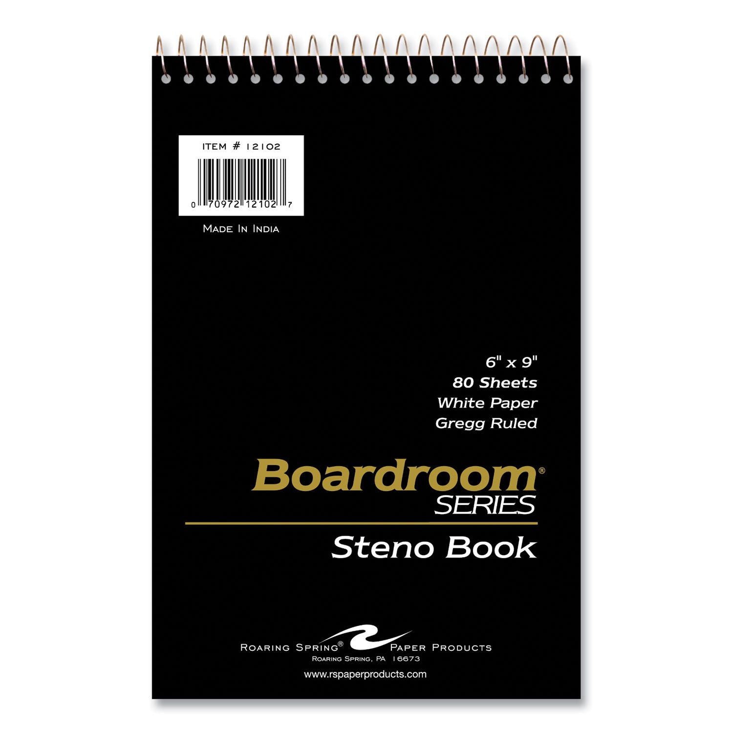 Roaring Spring® Boardroom Series Steno Pad, Gregg Rule, Brown Cover, 80 White 6 x 9 Sheets, 72 Pads/Carton