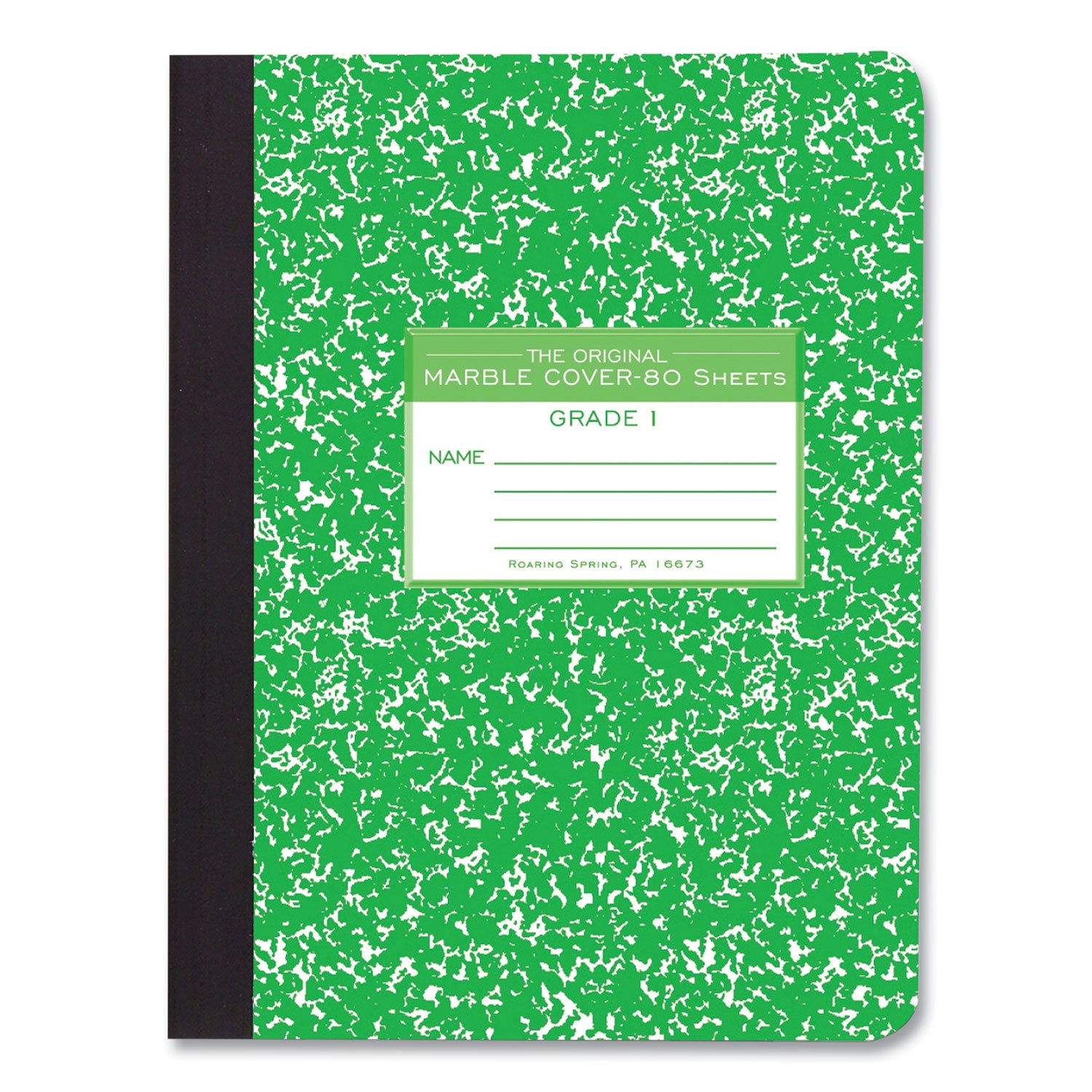 Roaring Spring® Ruled Composition Book, Grade 1 Manuscript Format, Green Marble Cover, (80) 9.75 x 7.5 Sheets, 48/Carton