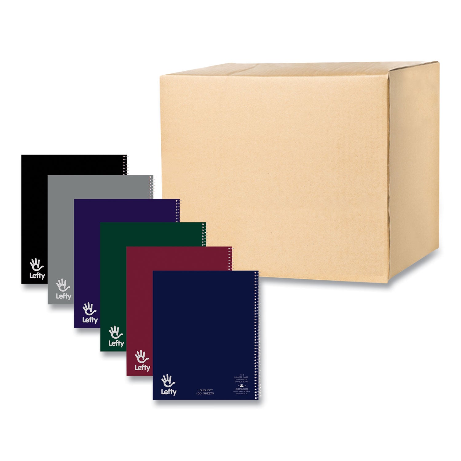 Lefty Notebook, 1 Subject, College Rule, Randomly Assorted Cover Color, (100) 11 x 9 Sheets. 24/Carton