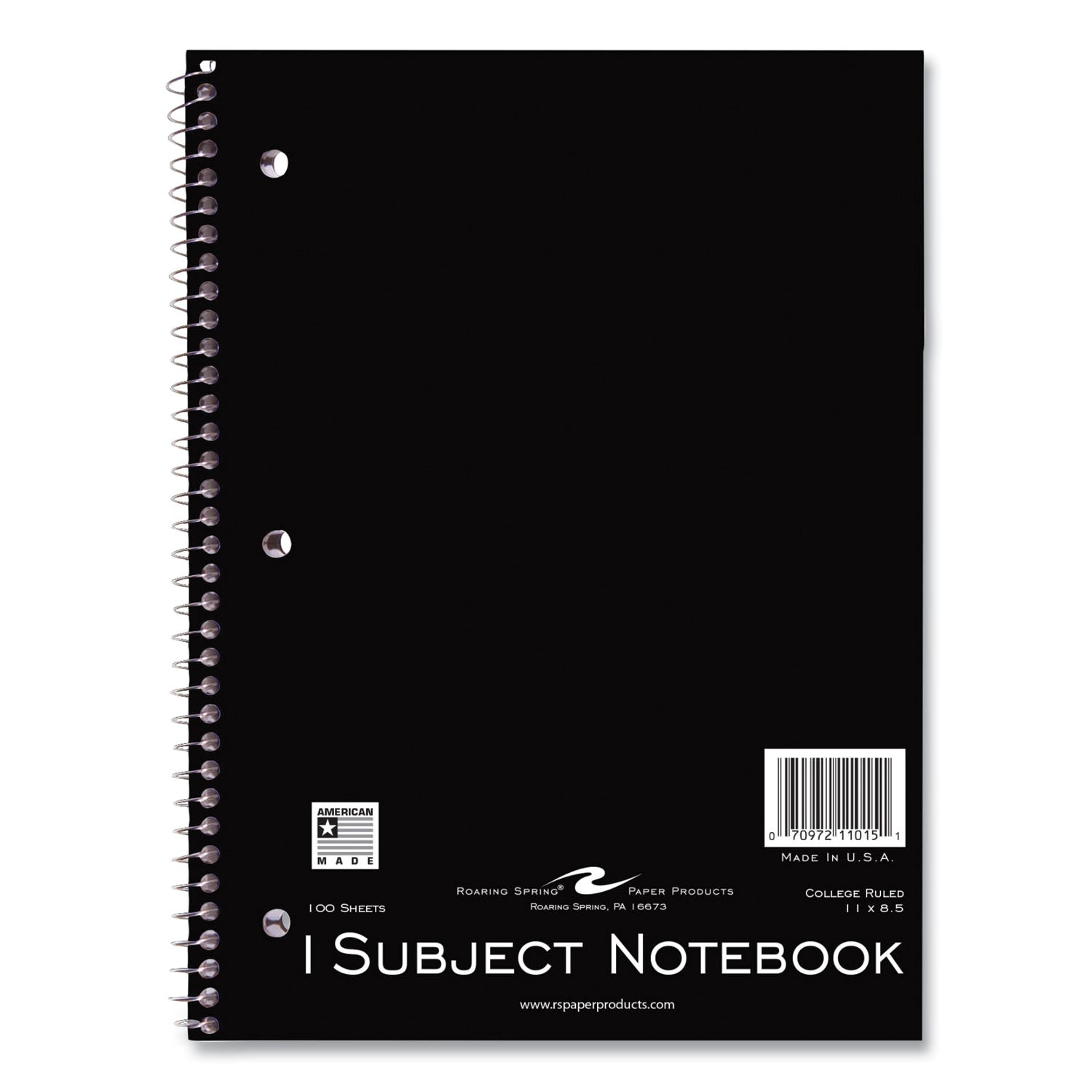 Roaring Spring® Wirebound Notebook, 1-Subject, Medium/College Rule, Randomly Assorted Cover, (100) 11 x 8.5 Sheets, 24/Carton