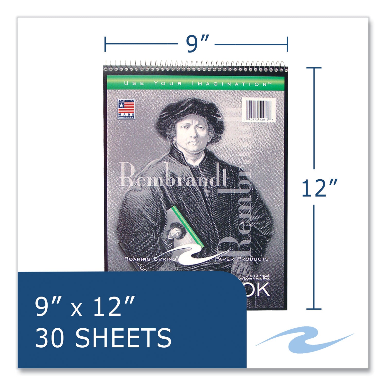 Roaring Spring® Sketch Pad, Unruled, Rembrandt Photography Cover, (30) 9 x 12 Sheets,12/Carton