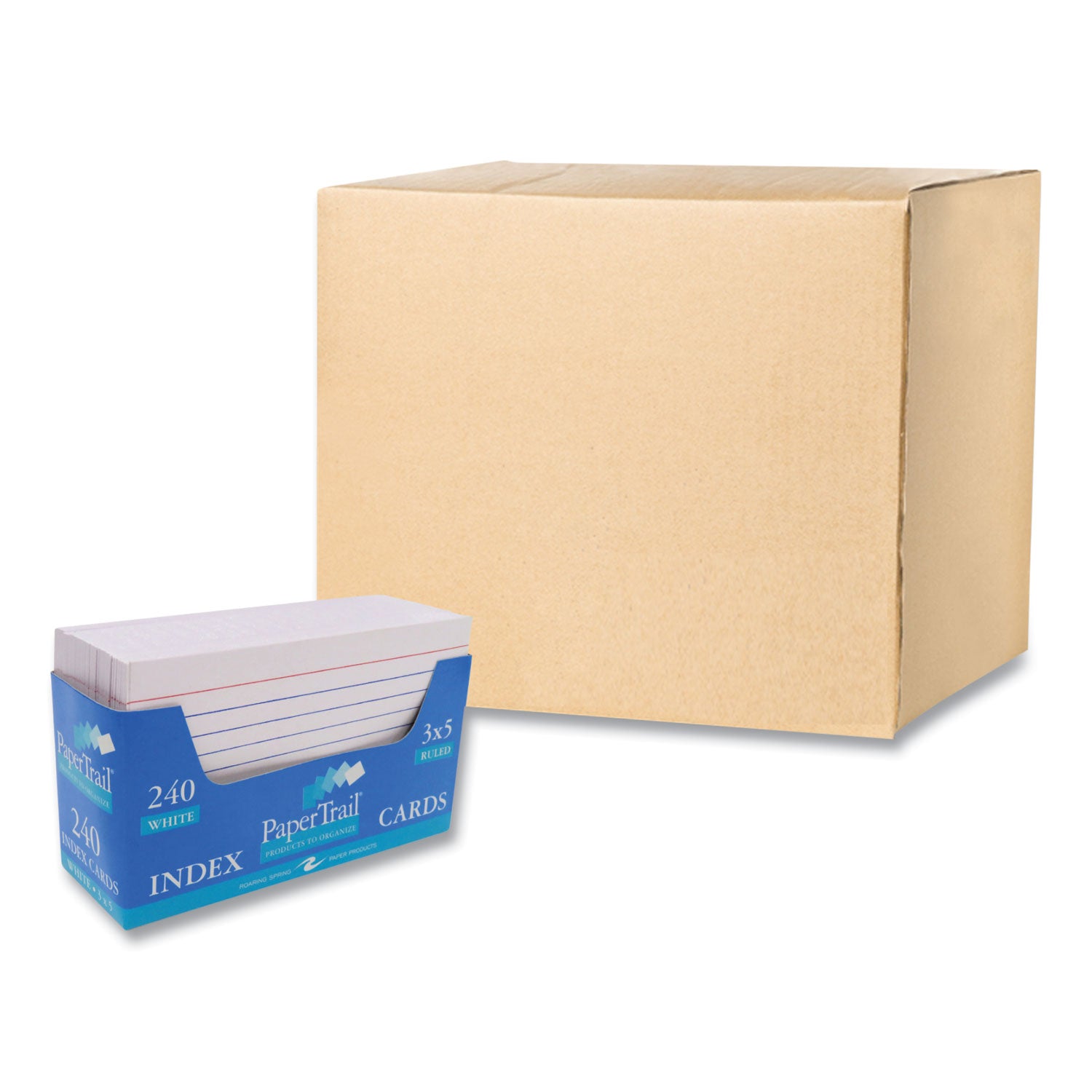 Trayed Index Cards, Narrow Rule, 3 x 5, 240 Cards/Tray, 36/Carton