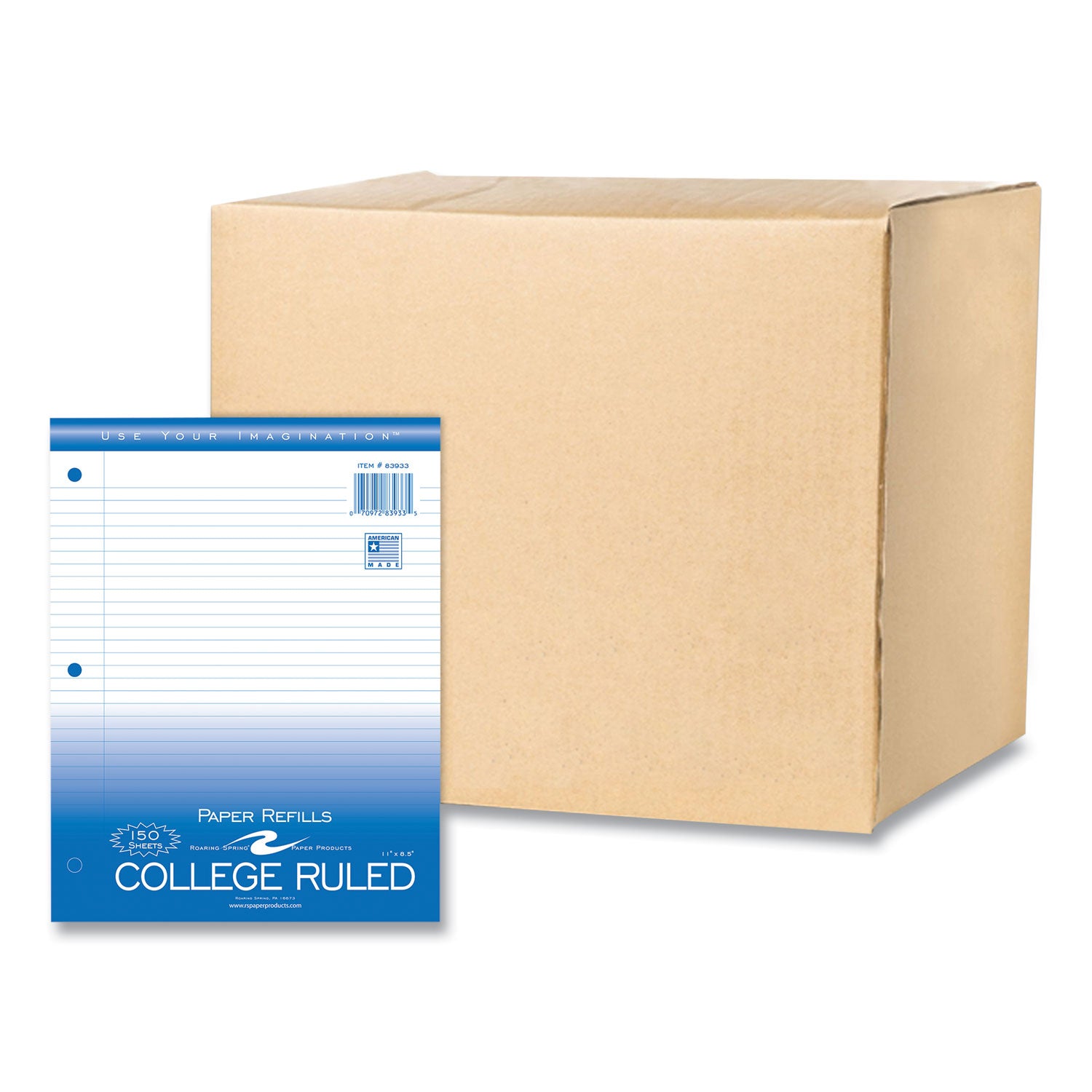 Loose Leaf Paper, 8.5 x 11, 3-Hole Punched, College Rule, White, 150 Sheets/Pack, 24 Packs/Carton