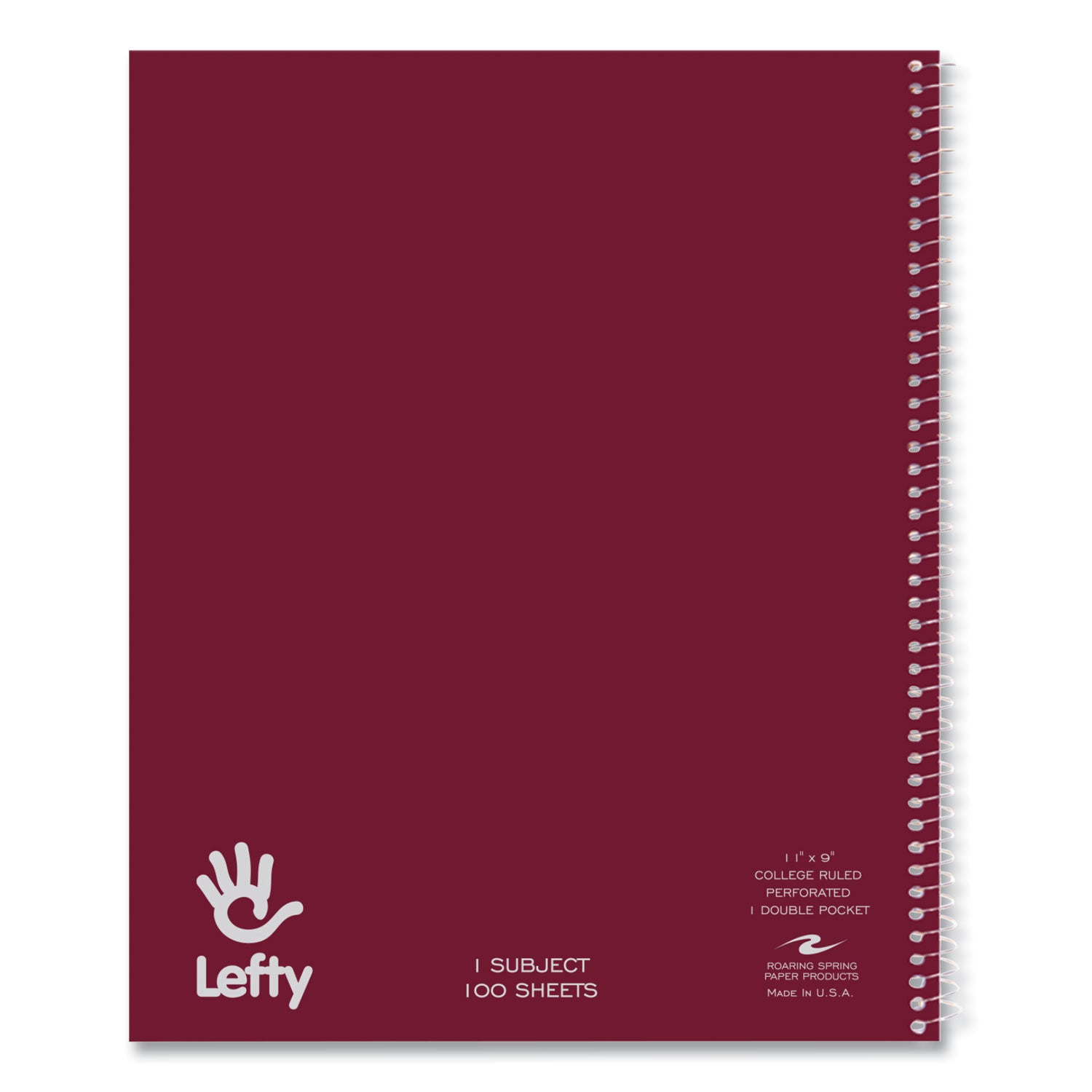 Roaring Spring® Lefty Notebook, 1 Subject, College Rule, Randomly Assorted Cover Color, (100) 11 x 9 Sheets. 24/Carton