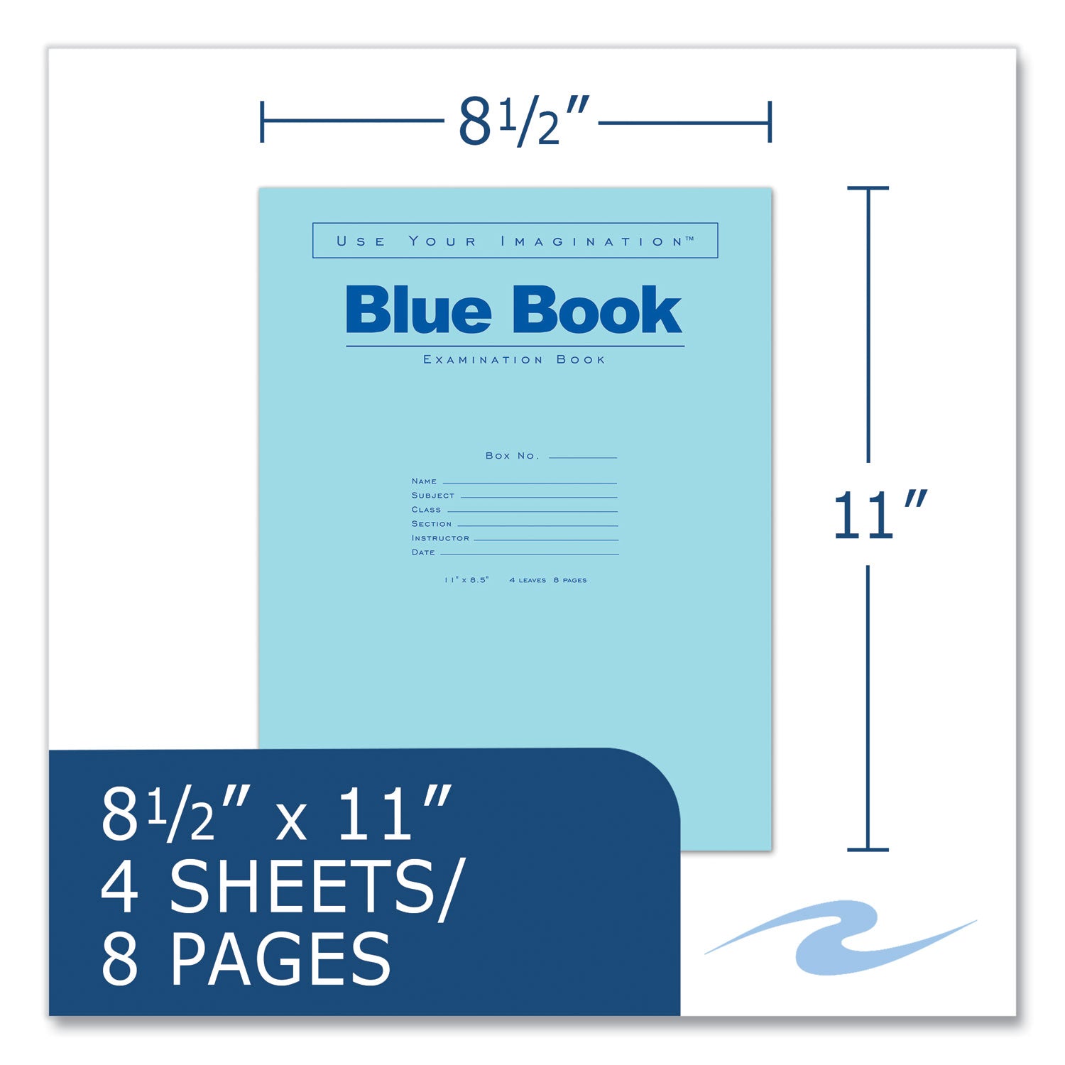 Roaring Spring® Examination Blue Book, Wide/Legal Rule, Blue Cover, (4) 8.5 x 11 Sheets, 600/Carton