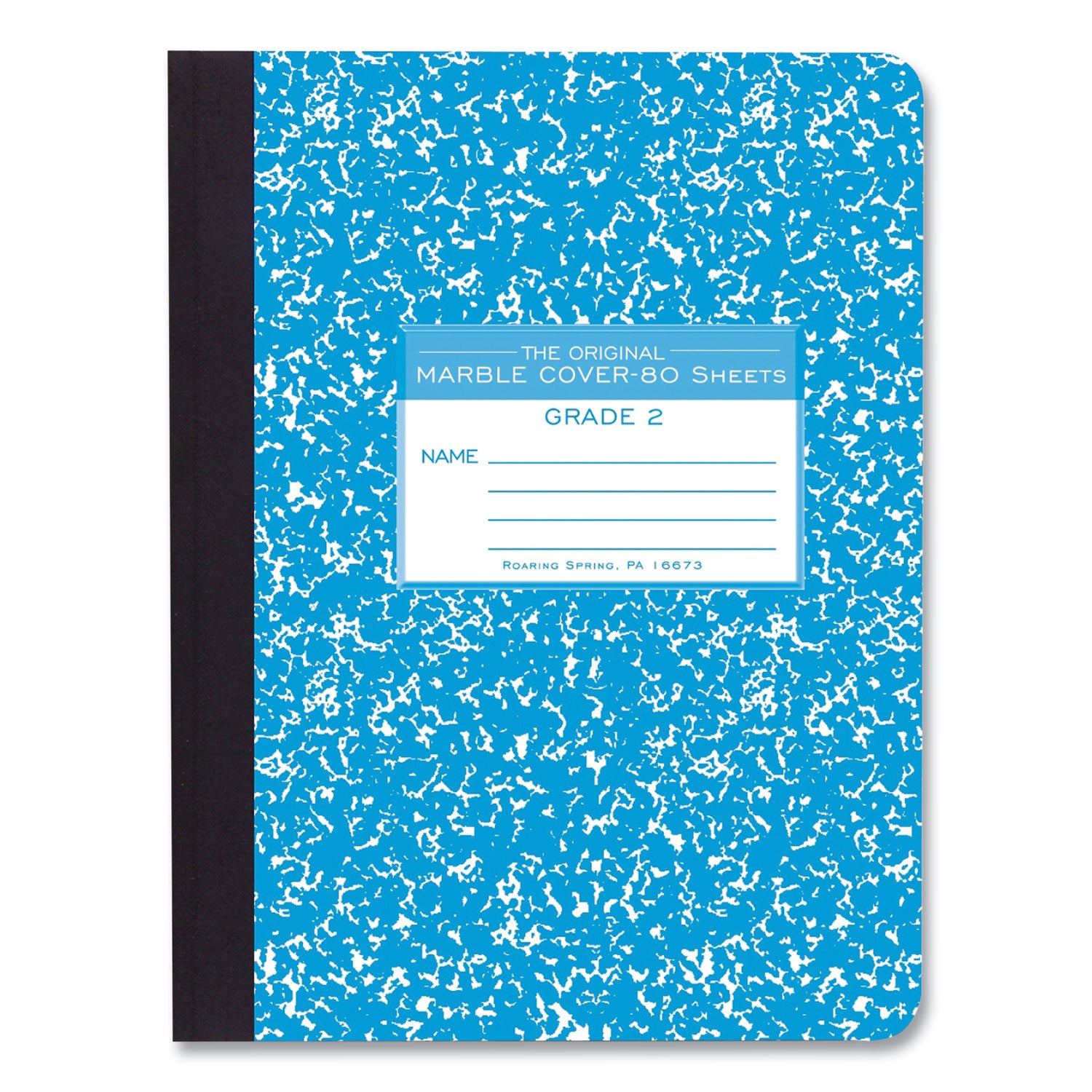 Roaring Spring® Ruled Composition Book, Grade 2 Manuscript Format, Blue Marble Cover, (80) 9.75 x 7.5 Sheets, 48/Carton