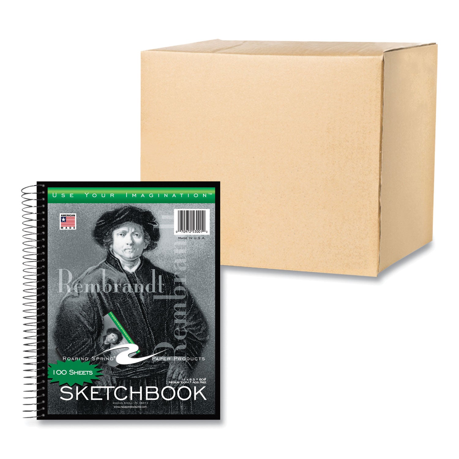 Sketch Book, 60-lb Drawing Paper Stock, Rembrandt Photography Cover, (100) 11 x 8.5 Sheets, 12/Carton