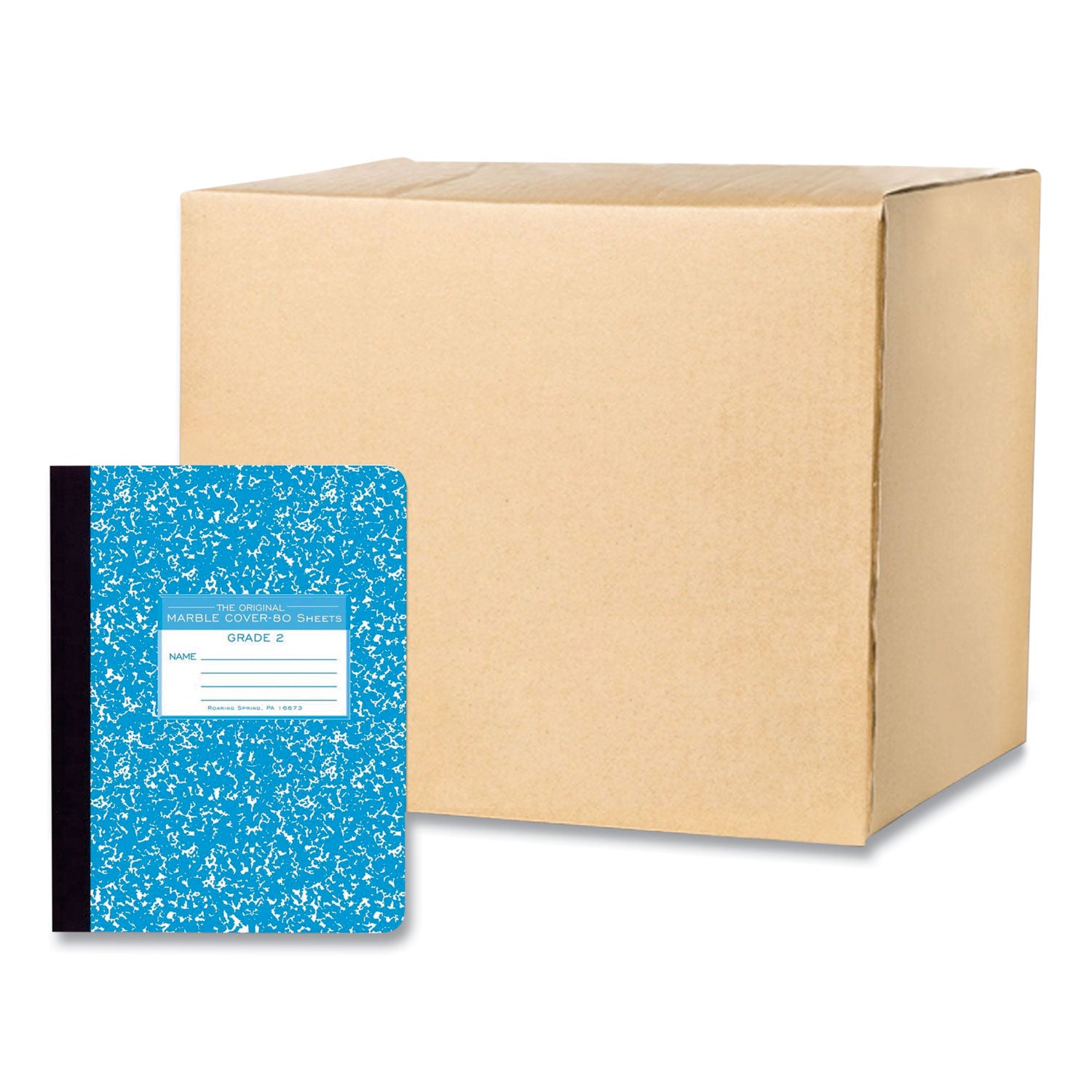 Ruled Composition Book, Grade 2 Manuscript Format, Blue Marble Cover, (80) 9.75 x 7.5 Sheets, 48/Carton